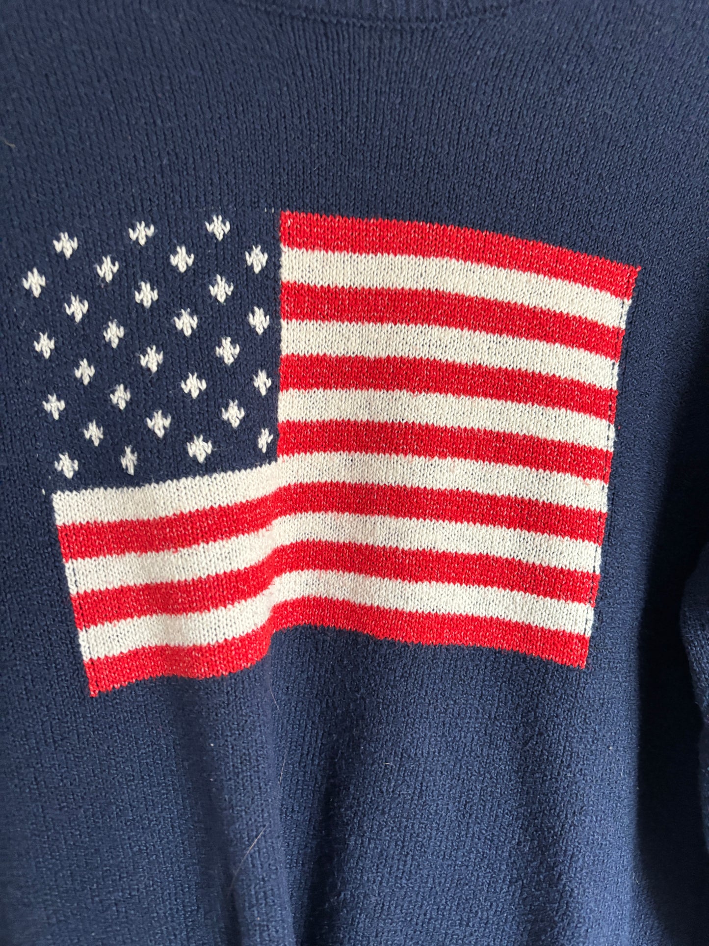 Marineblauwe trui met Amerikaanse vlag