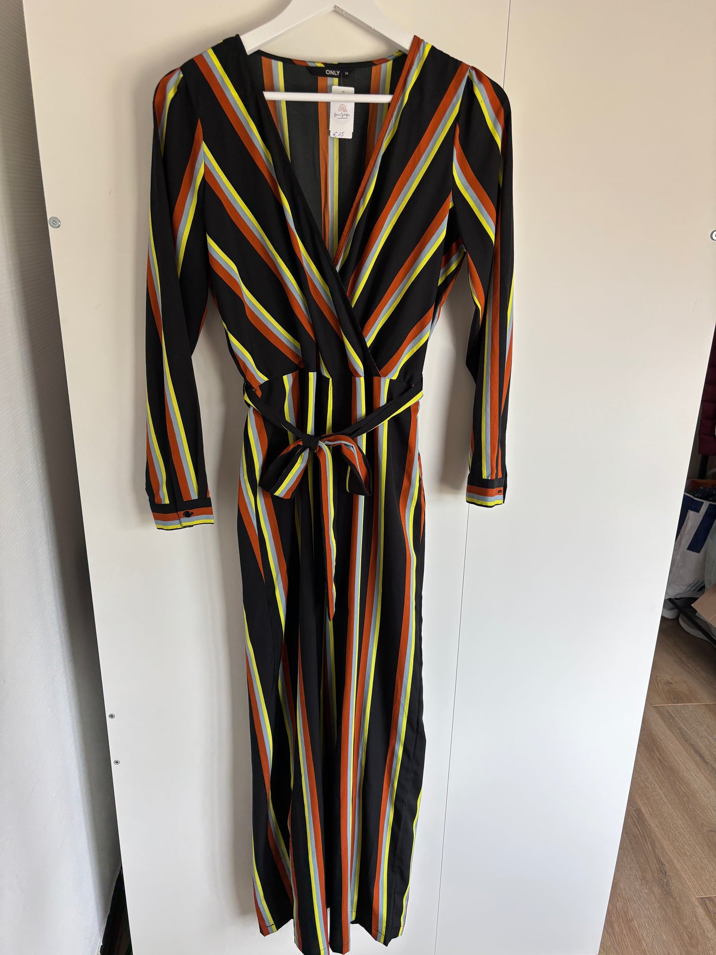Zwarte gestreepte jumpsuit
