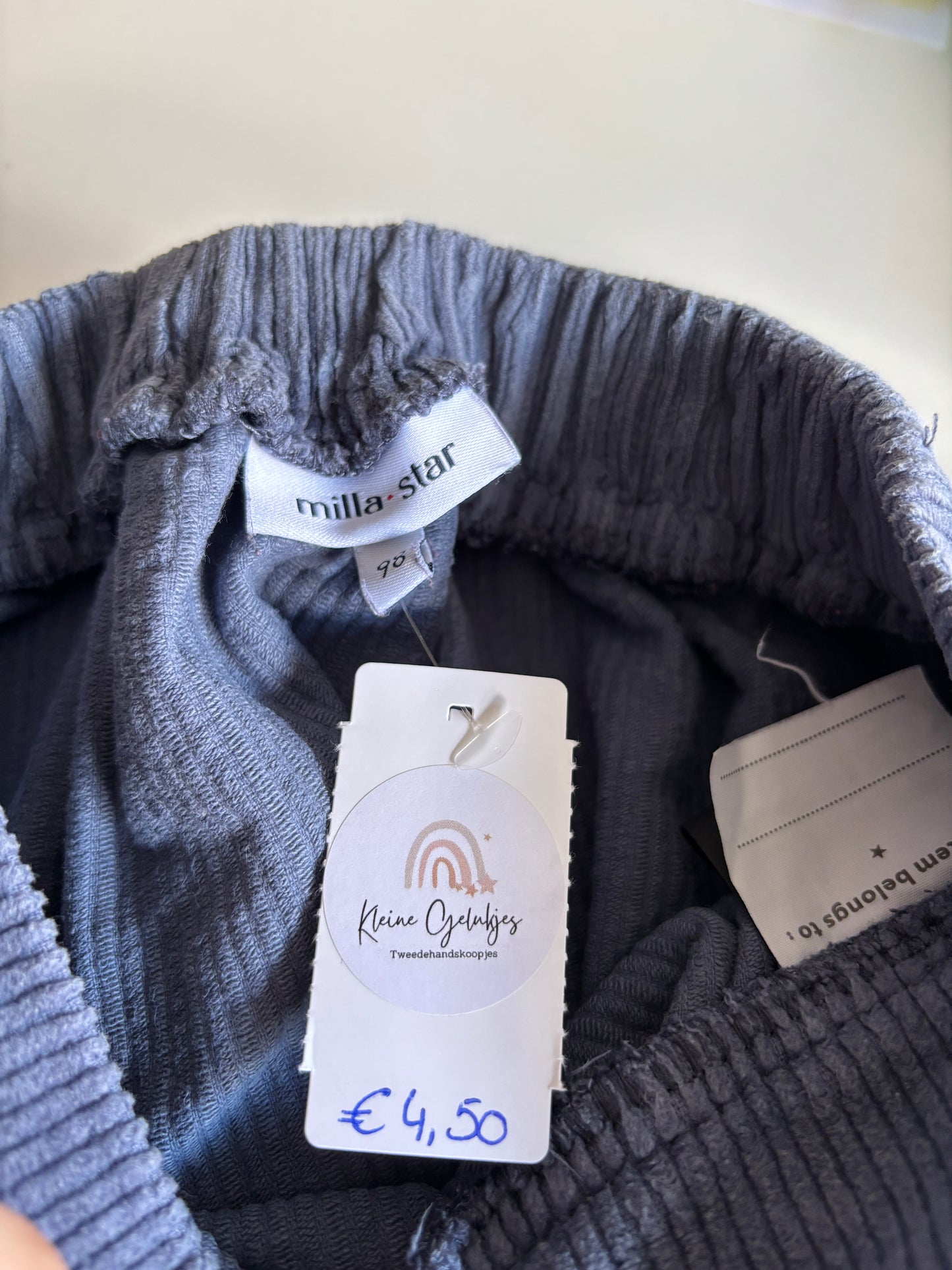 Blauwgrijze ribfluwelen rok