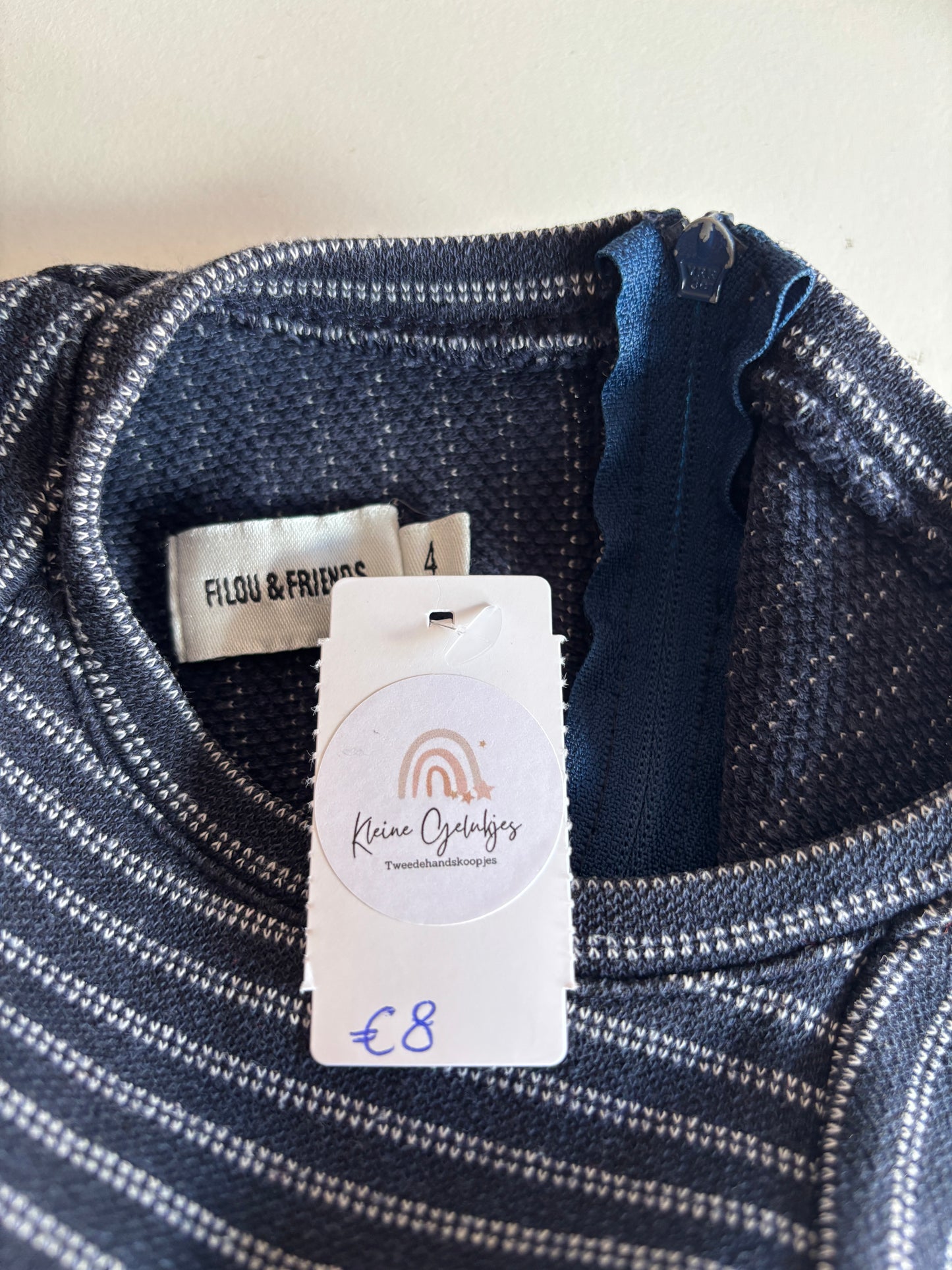 Marineblauwe gestreepte jurk