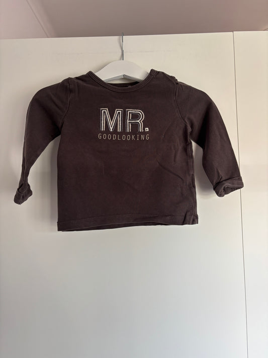 Bruingrijze longsleeve "Mr. Goodlooking"