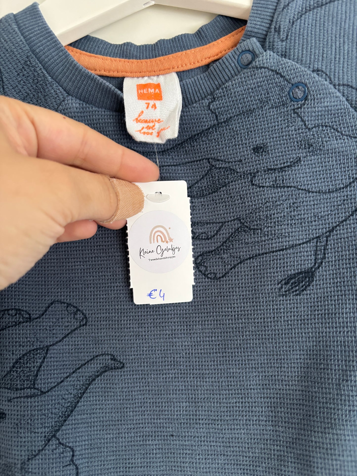 Blauwe trui met olifantjes