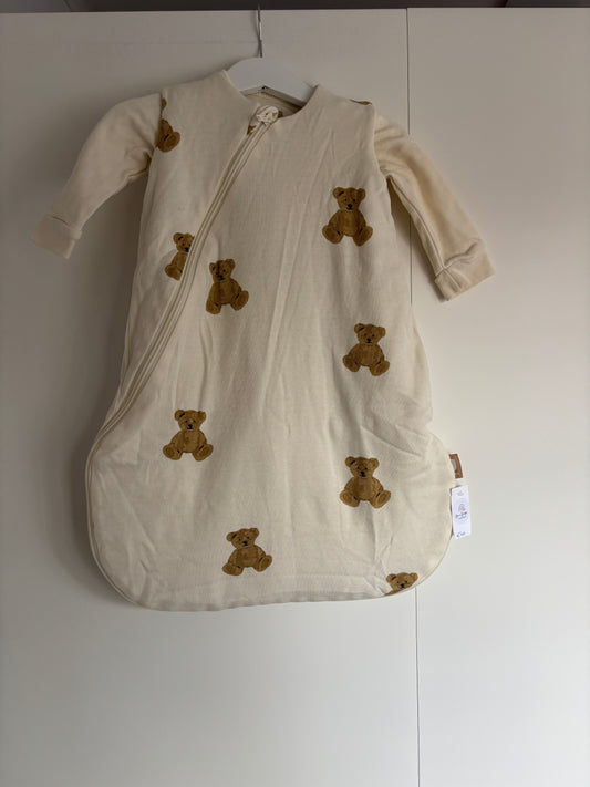 Crèmekleurige 4-seizoenen slaapzak met beertjes