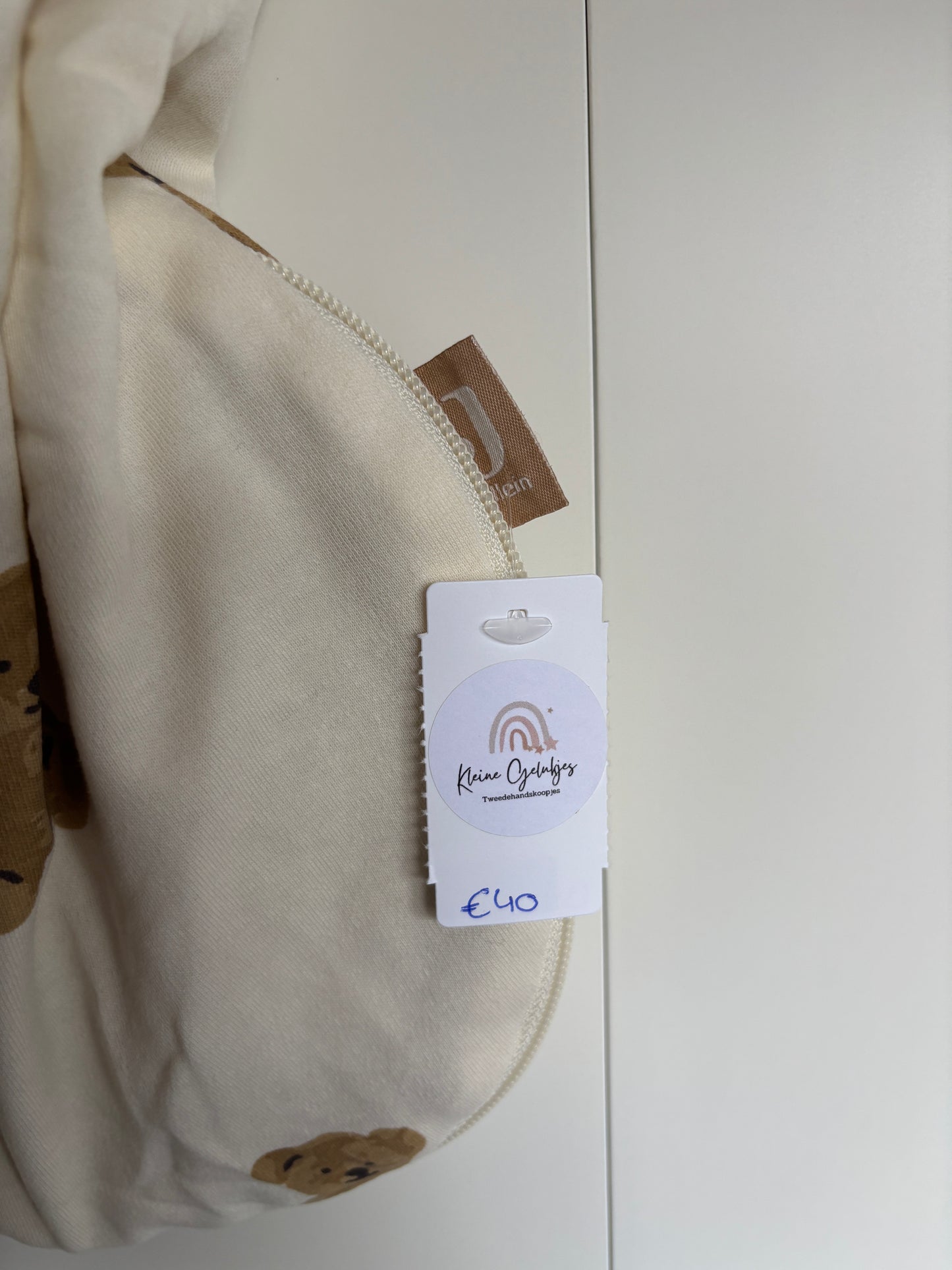 Crèmekleurige 4-seizoenen slaapzak met beertjes