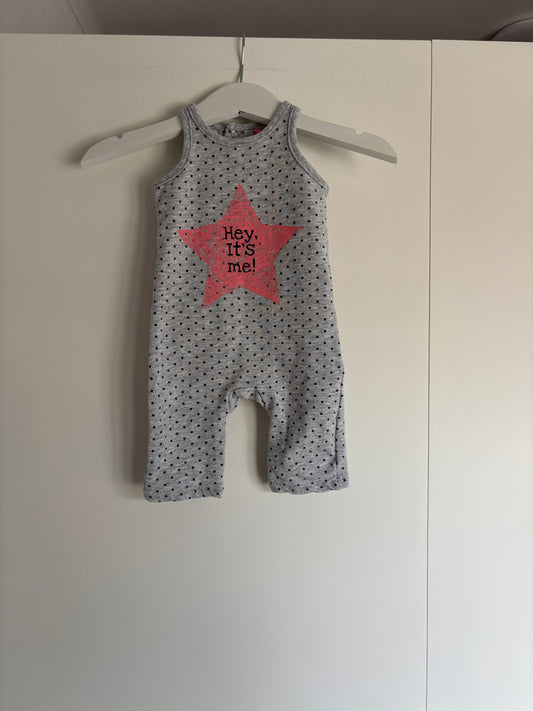 Grijs gestippeld boxpakje zonder mouwen