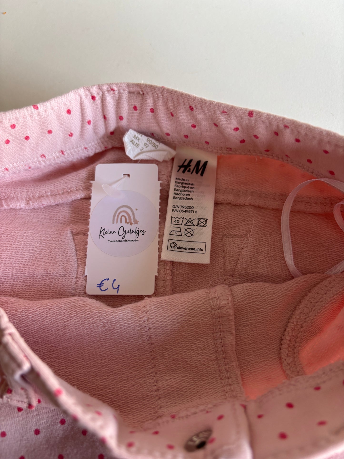 Lichtroze gestippelde broek