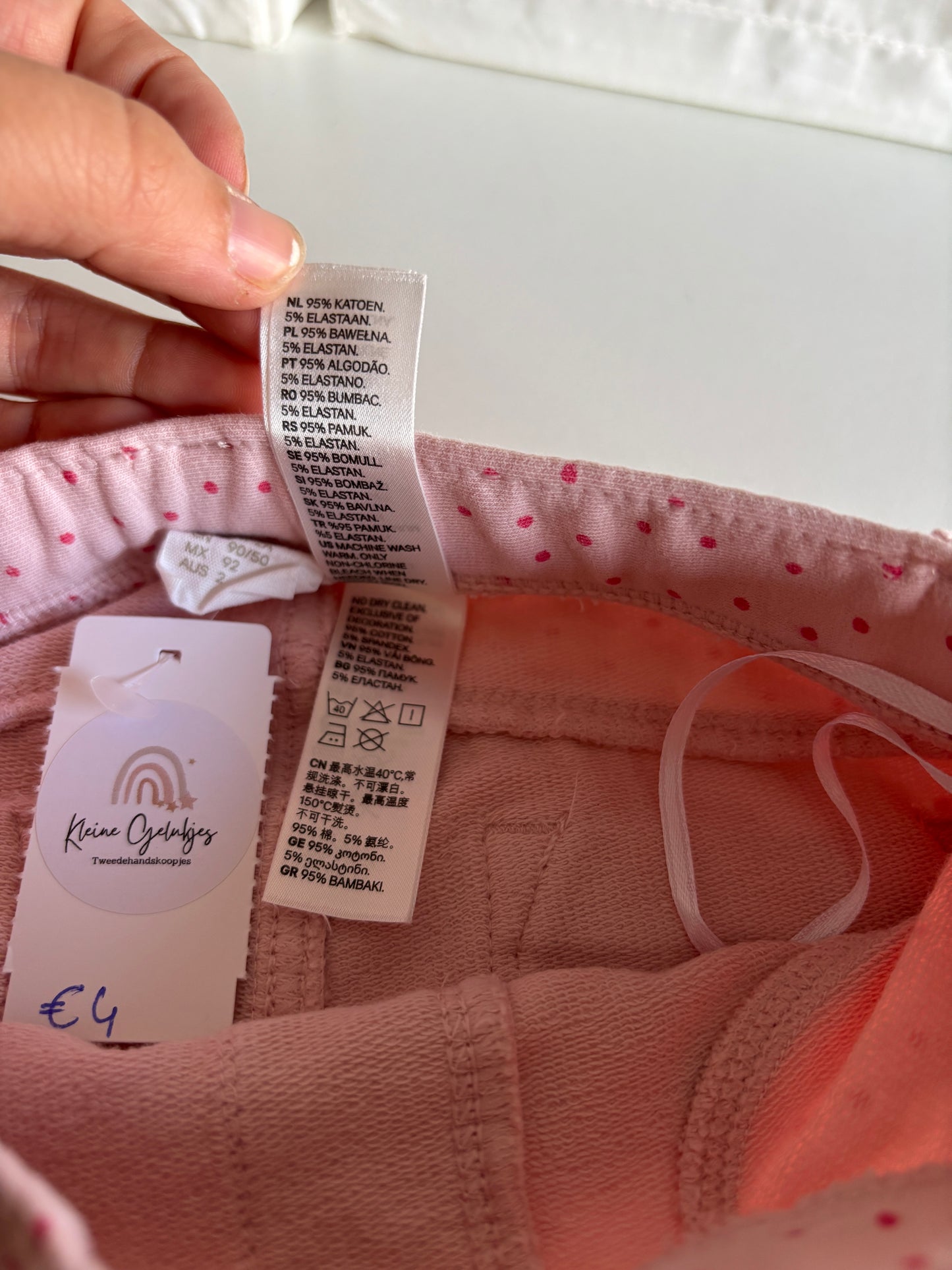 Lichtroze gestippelde broek