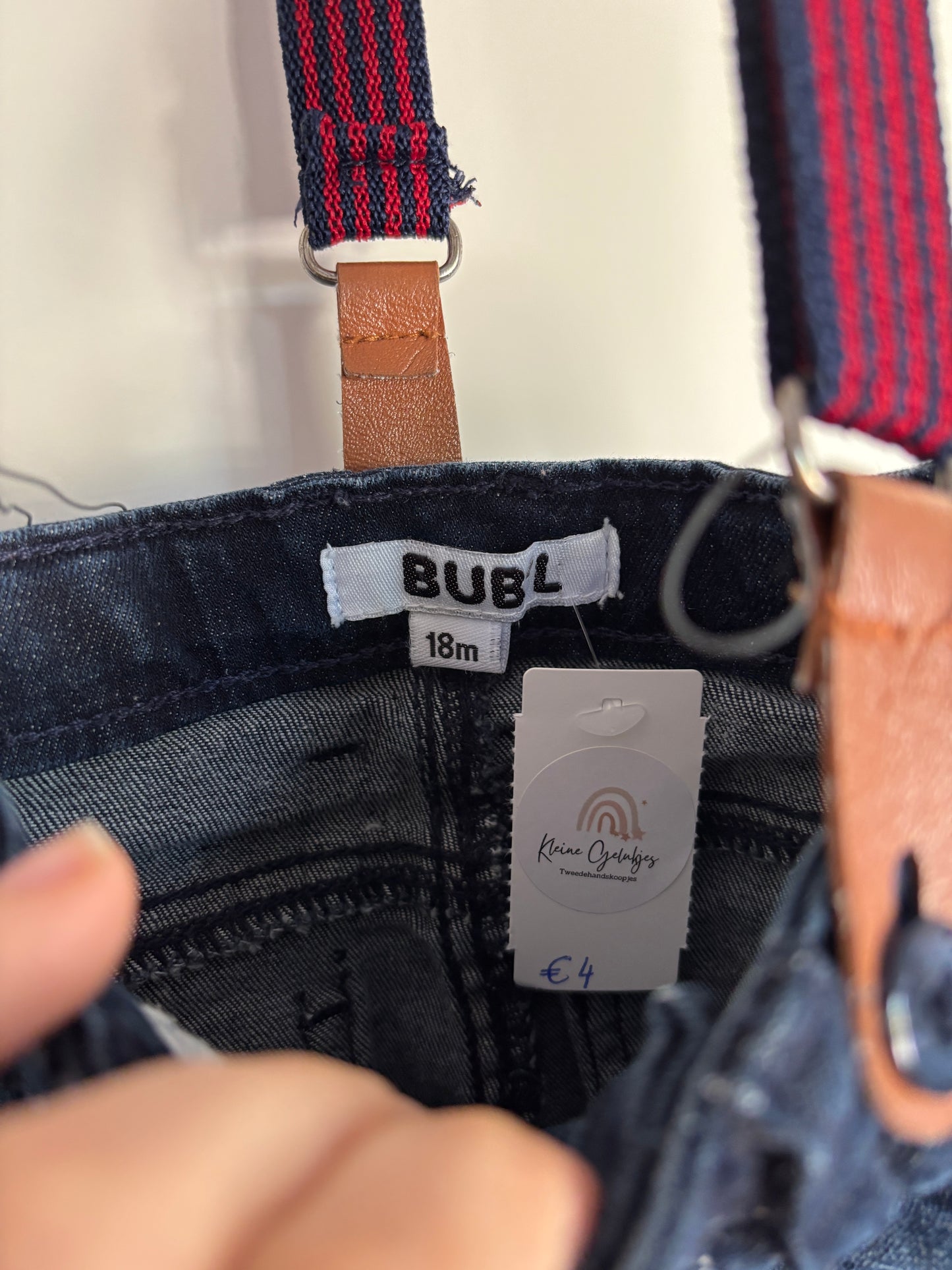 Jeansbroek met bretellen