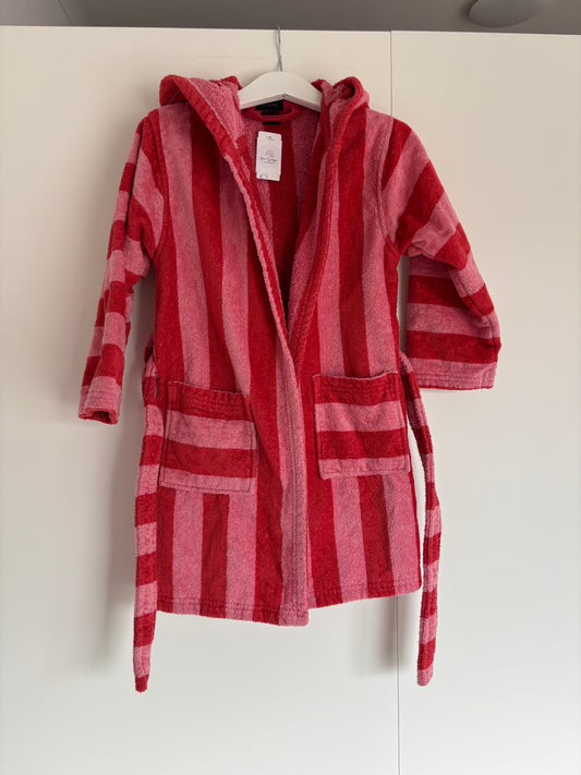 Roodroze gestreepte badjas