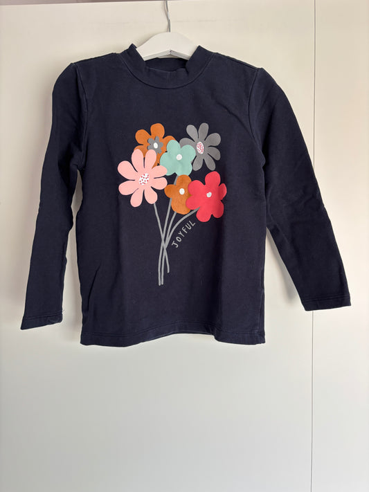 Marineblauwe longsleeve met bloemen