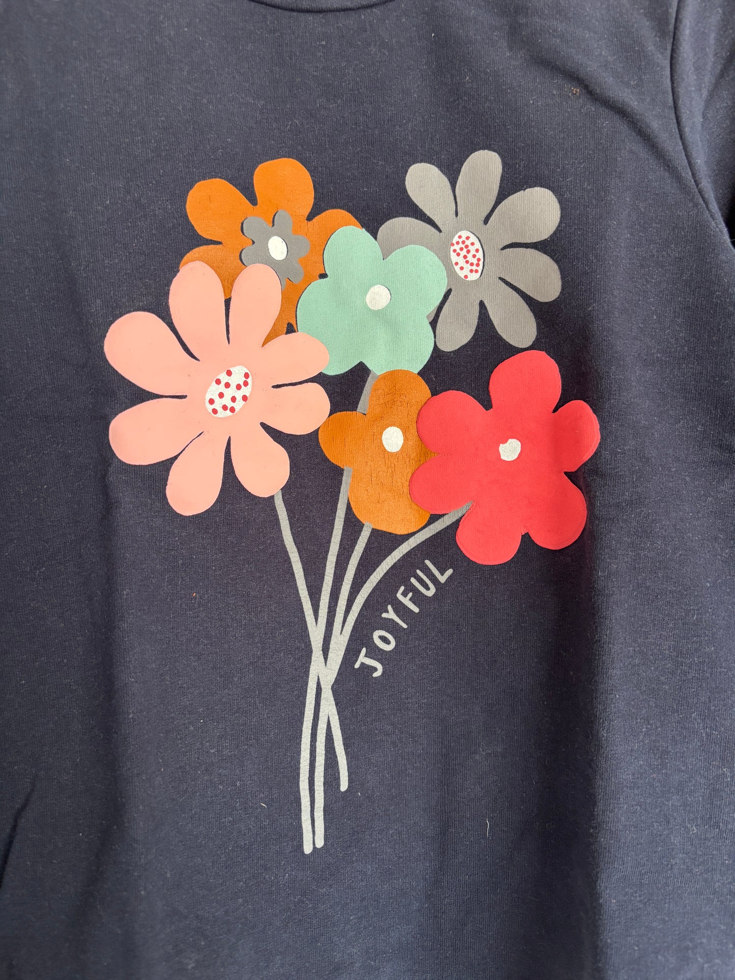 Marineblauwe longsleeve met bloemen