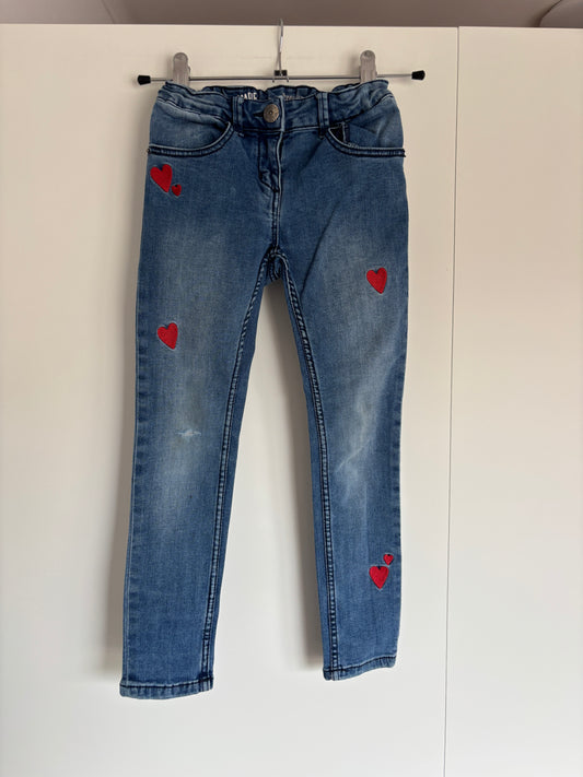 Jeansbroek met hartjes
