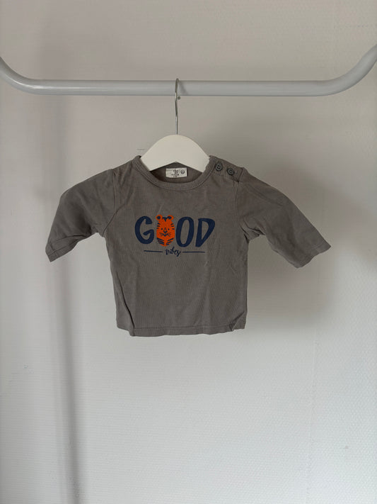 Grijze longsleeve "Good vibes"