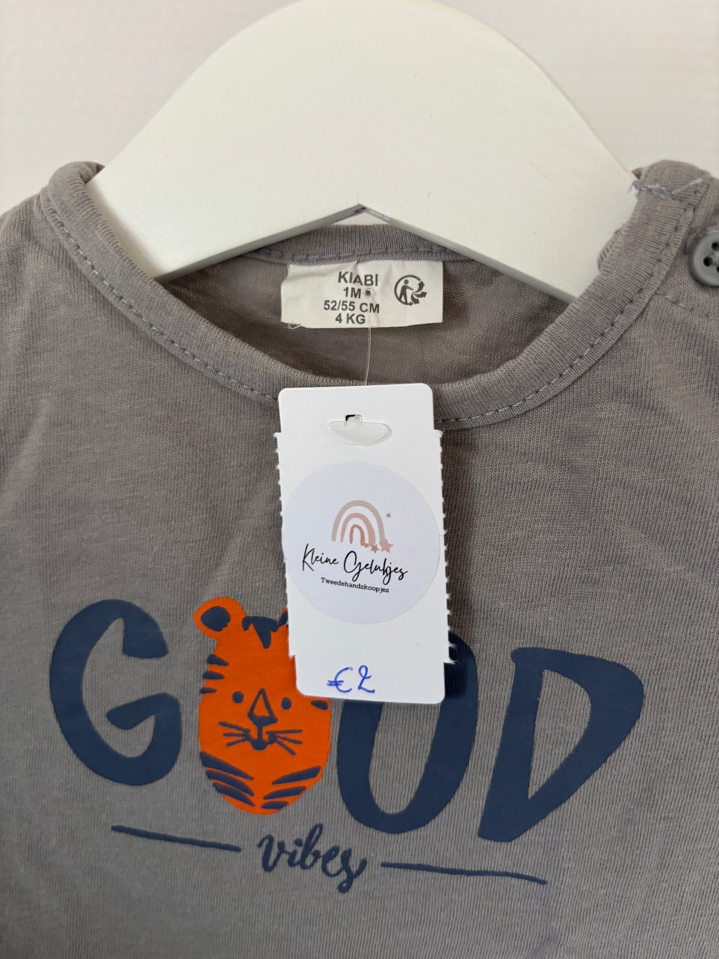 Grijze longsleeve "Good vibes"