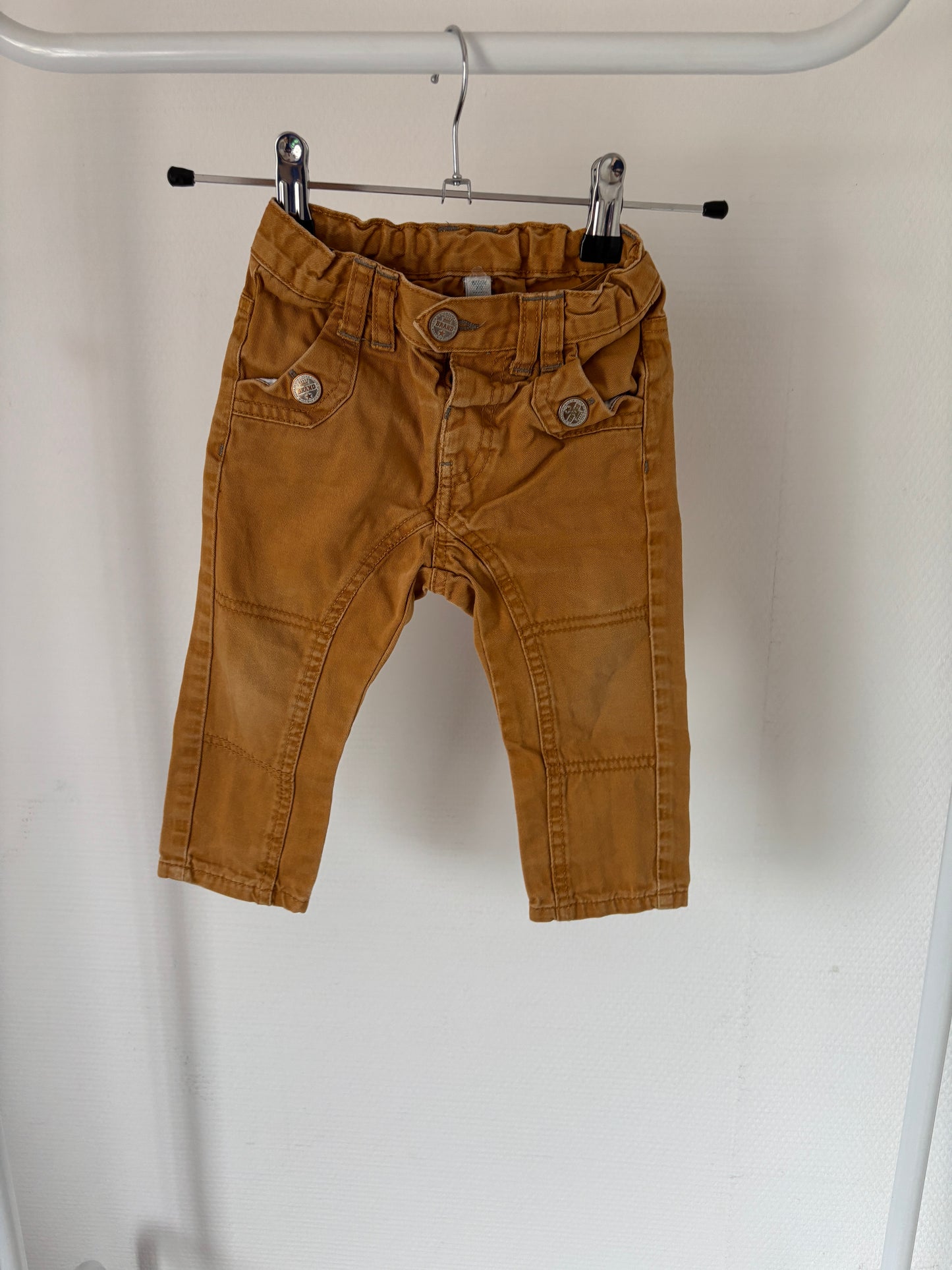 Bruin/mosterdgele jeansbroek