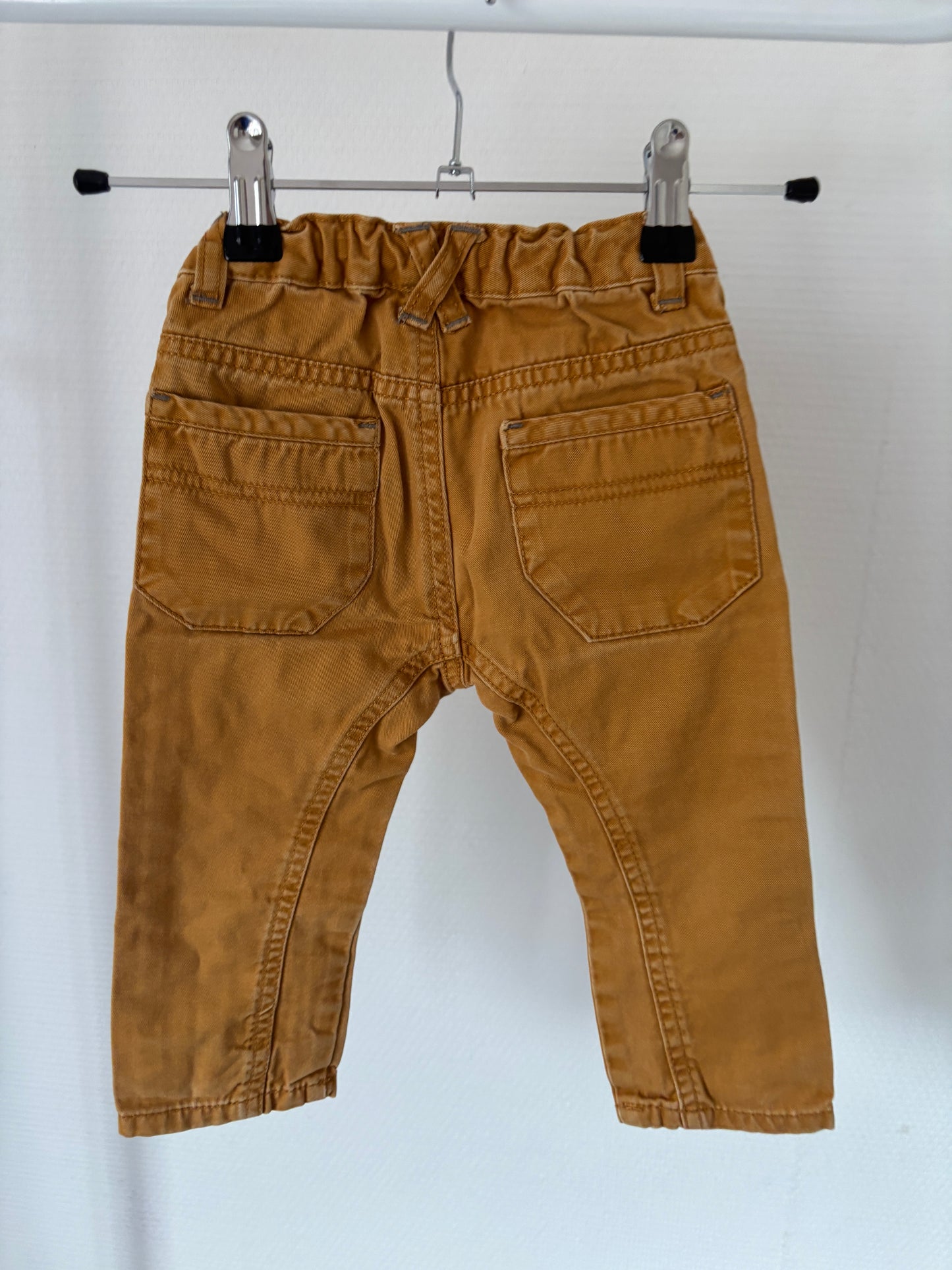 Bruin/mosterdgele jeansbroek