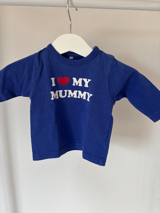 Blauwe longsleeve "I love my mummy"