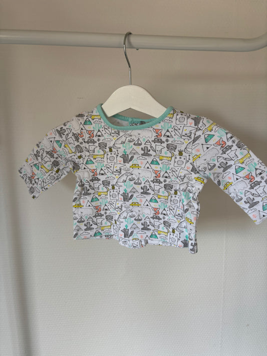 Witte longsleeve met diertjes