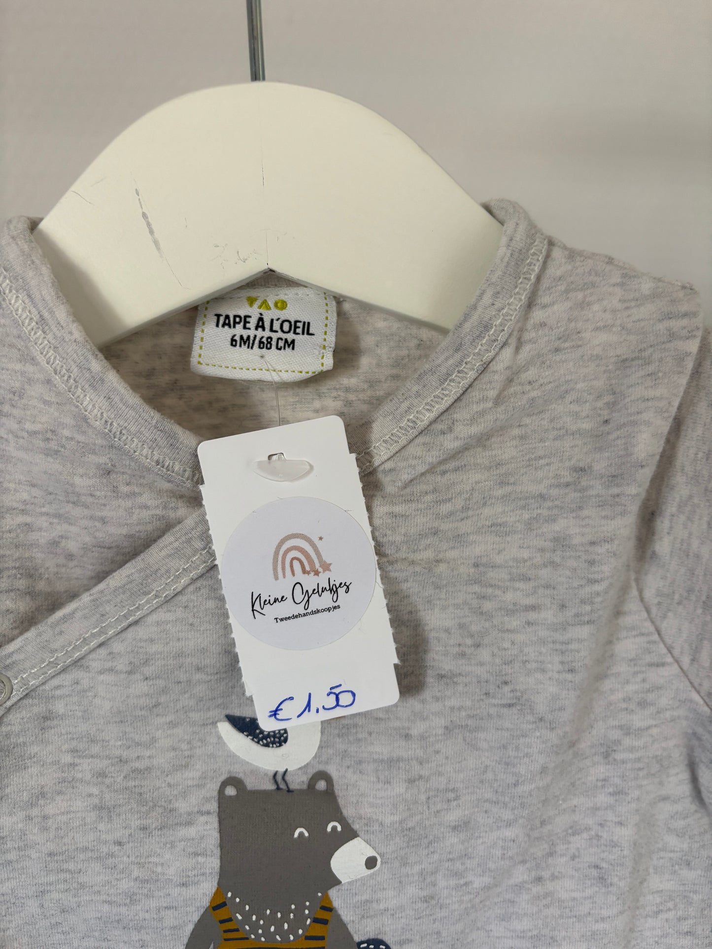 Lichtgrijze overslaglongsleeve