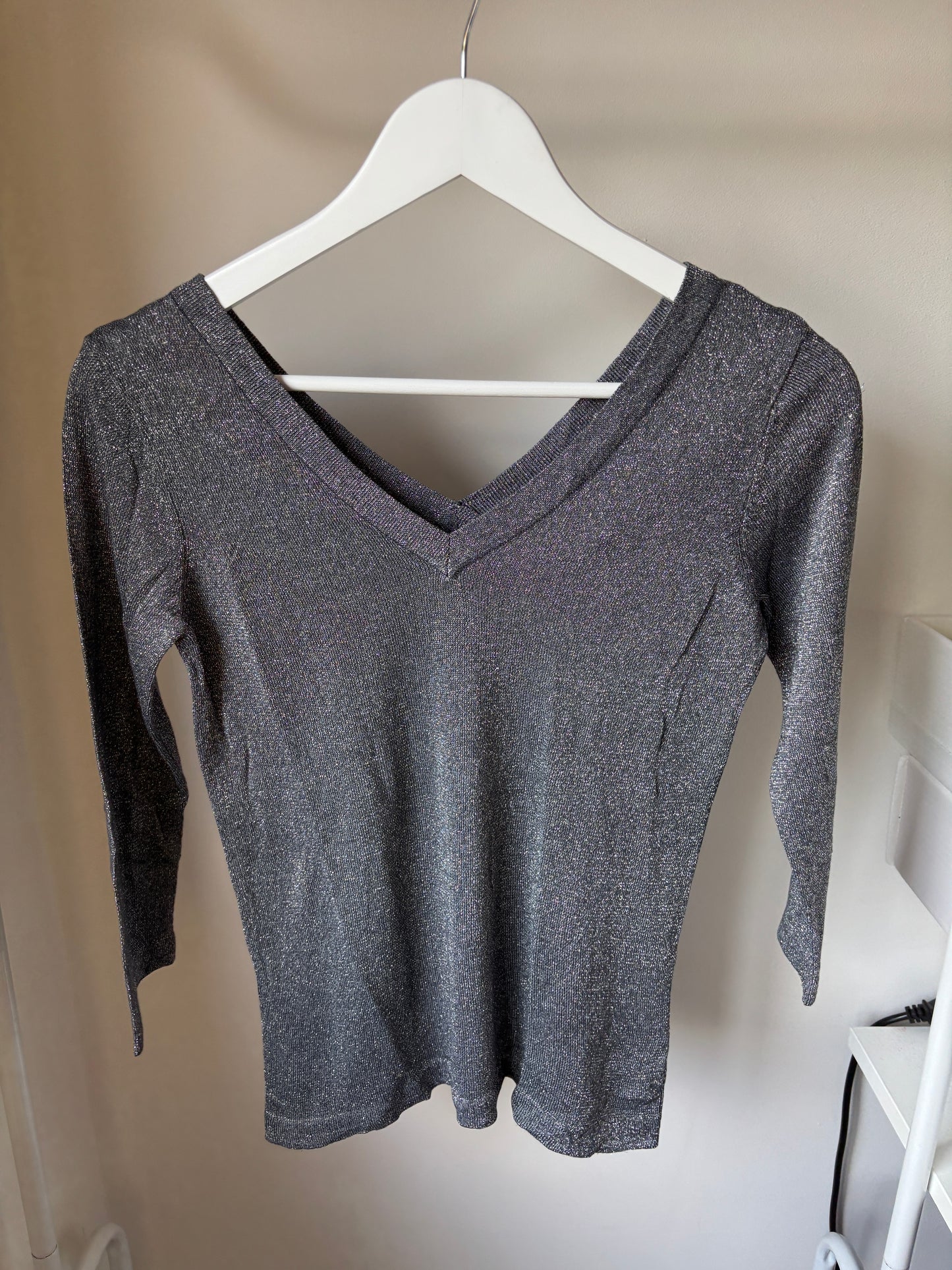 Marineblauwe glitterblouse