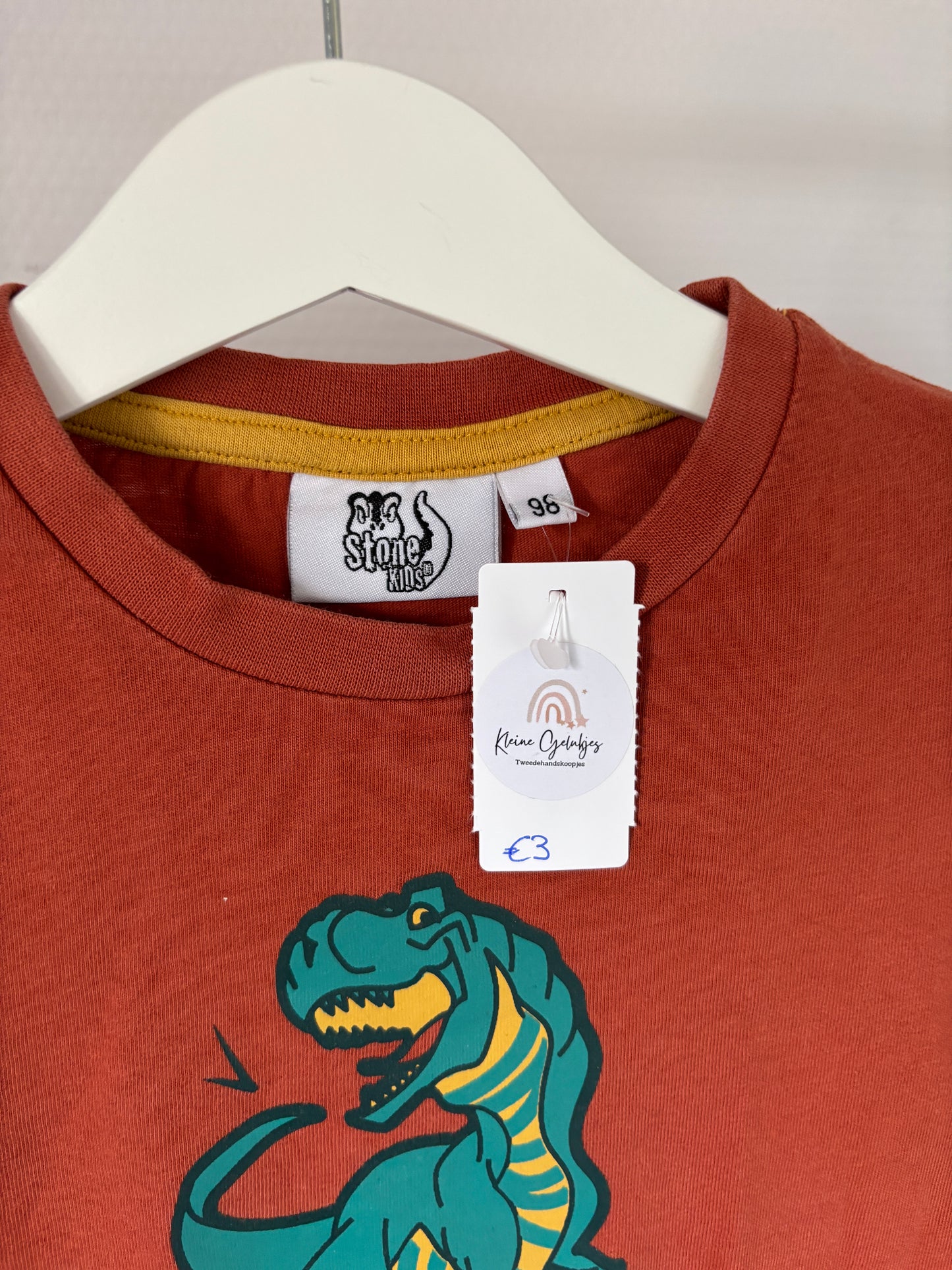 Roestkleurige longsleeve met dino