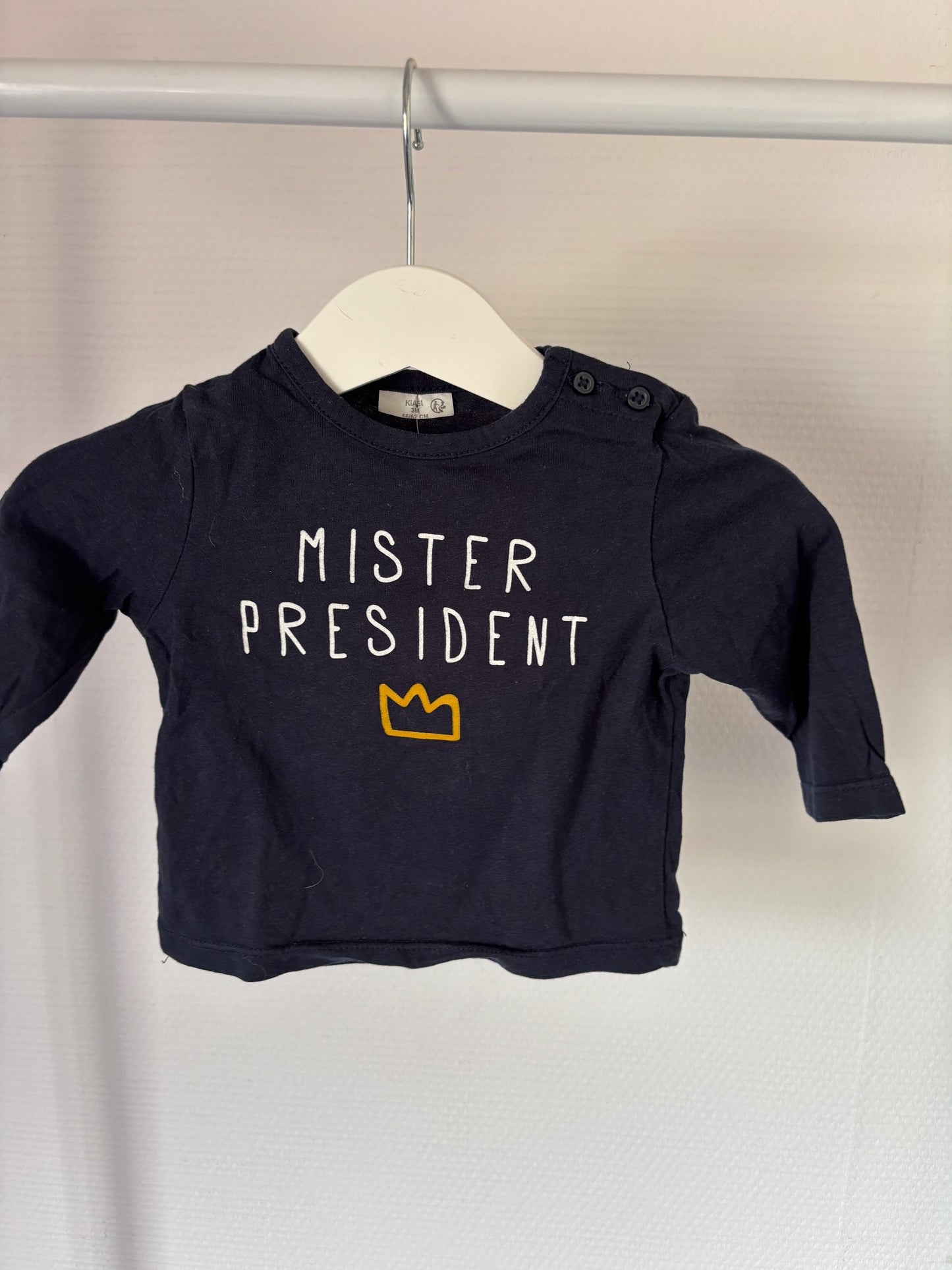 Marineblauwe longsleeve "Mister president"