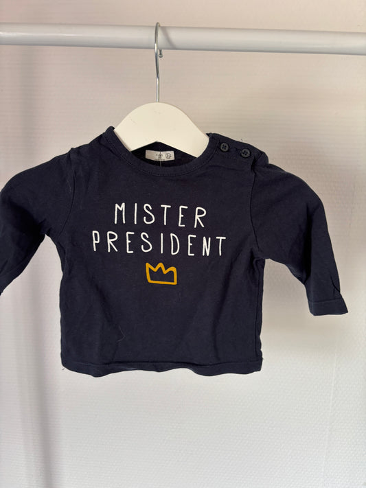 Marineblauwe longsleeve "Mister president"