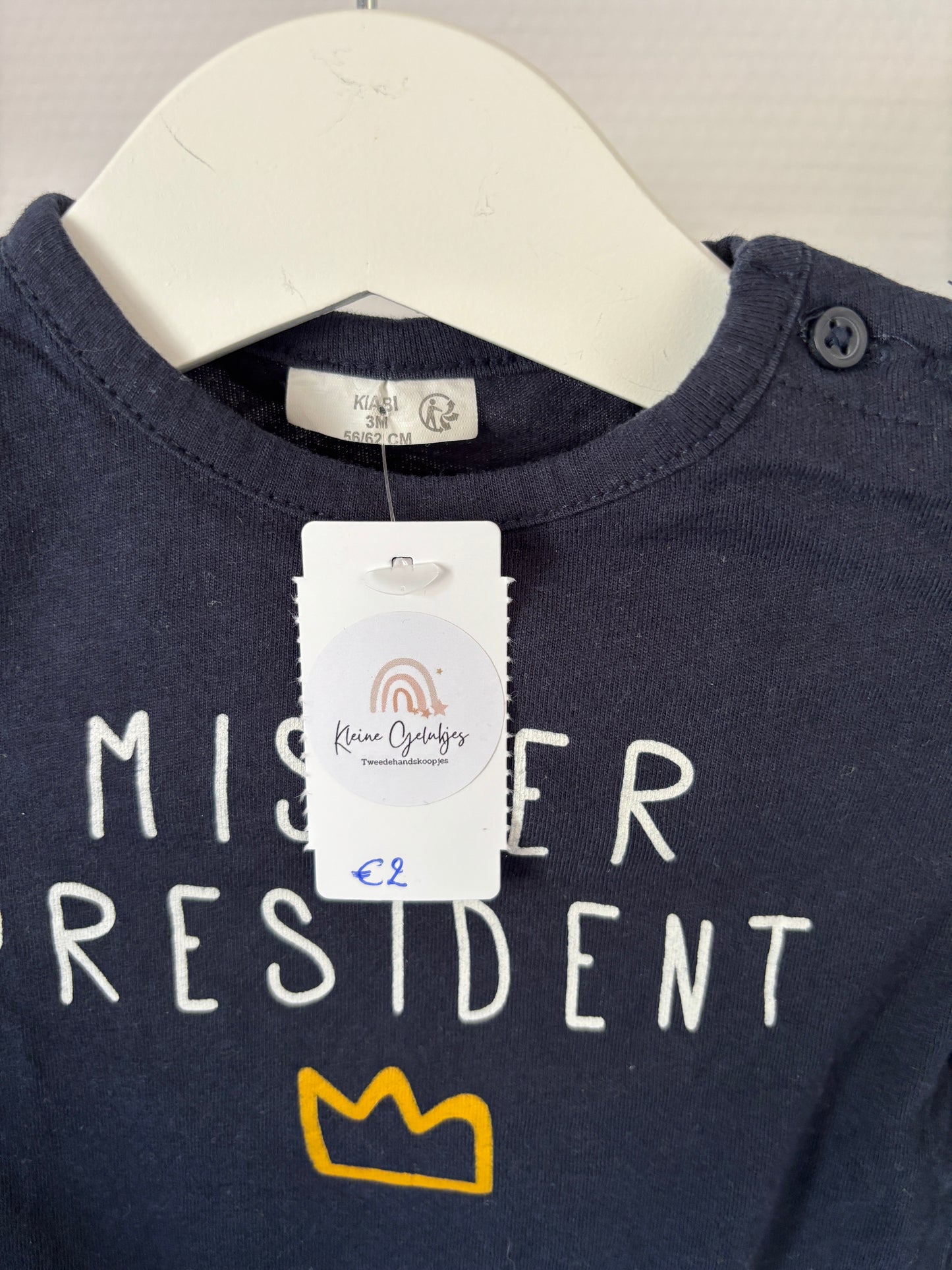 Marineblauwe longsleeve "Mister president"