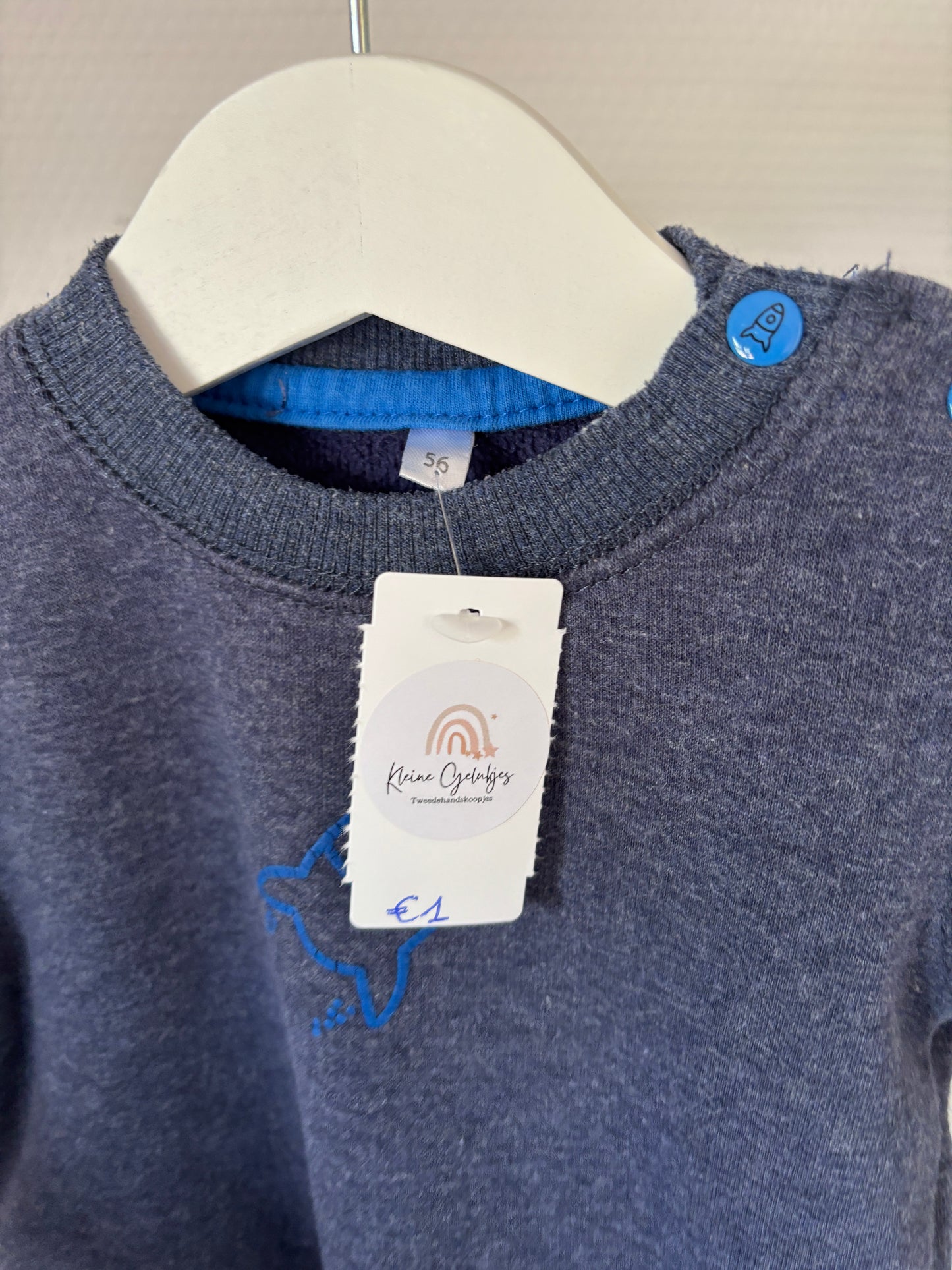 Blauwgrijze sweater met raket