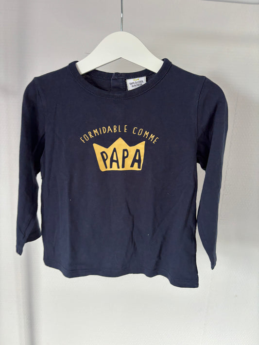 Marineblauwe longsleeve "Formidable comme papa"