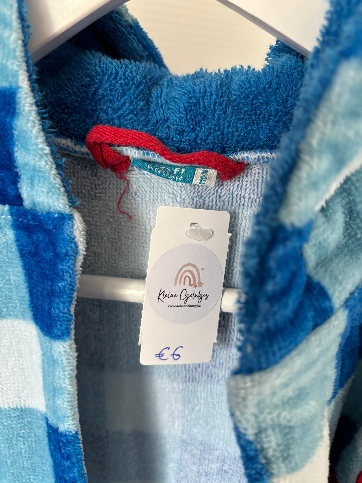 Blauwe geruite badjas