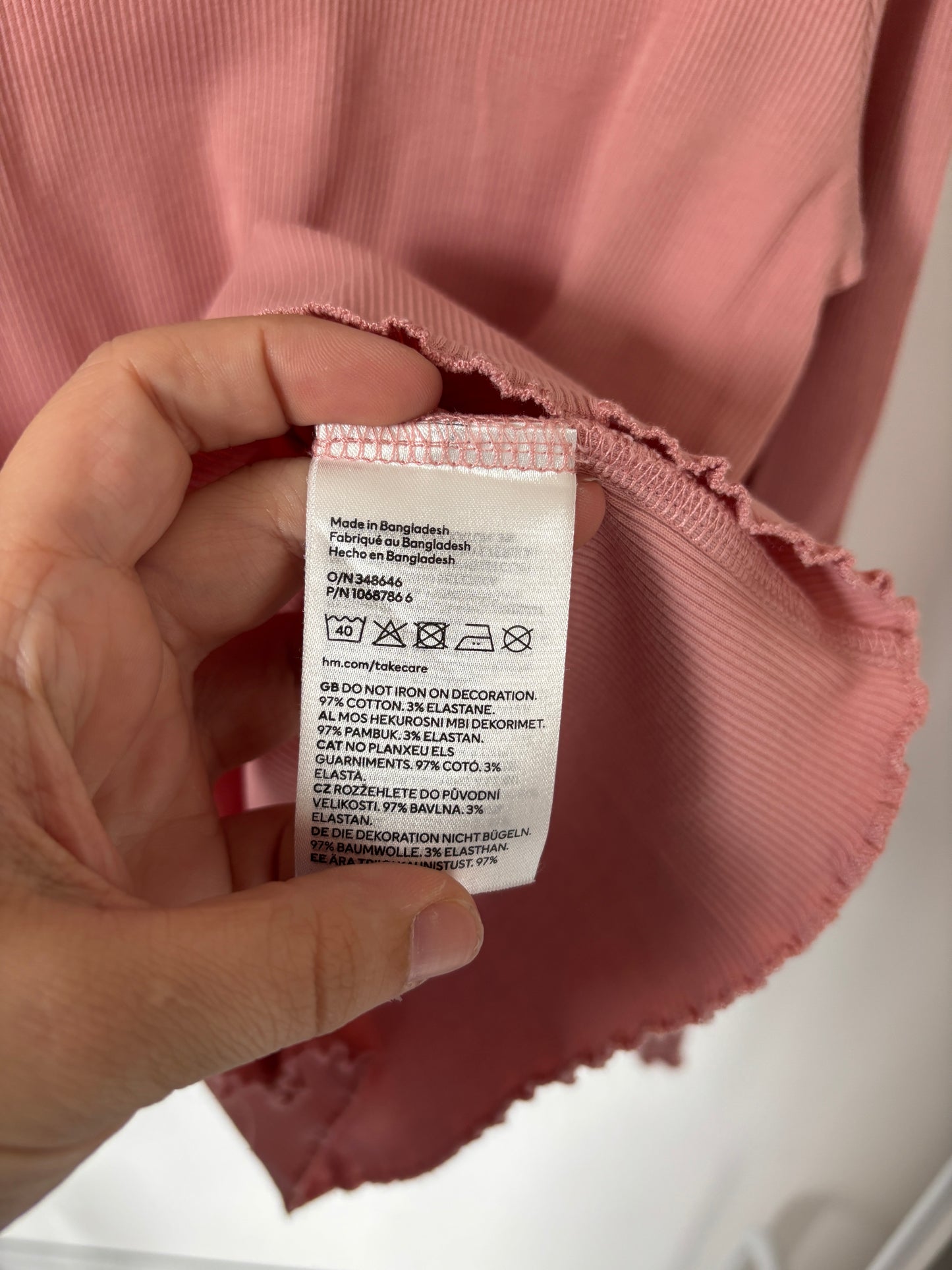 Lichtroze riblongsleeve