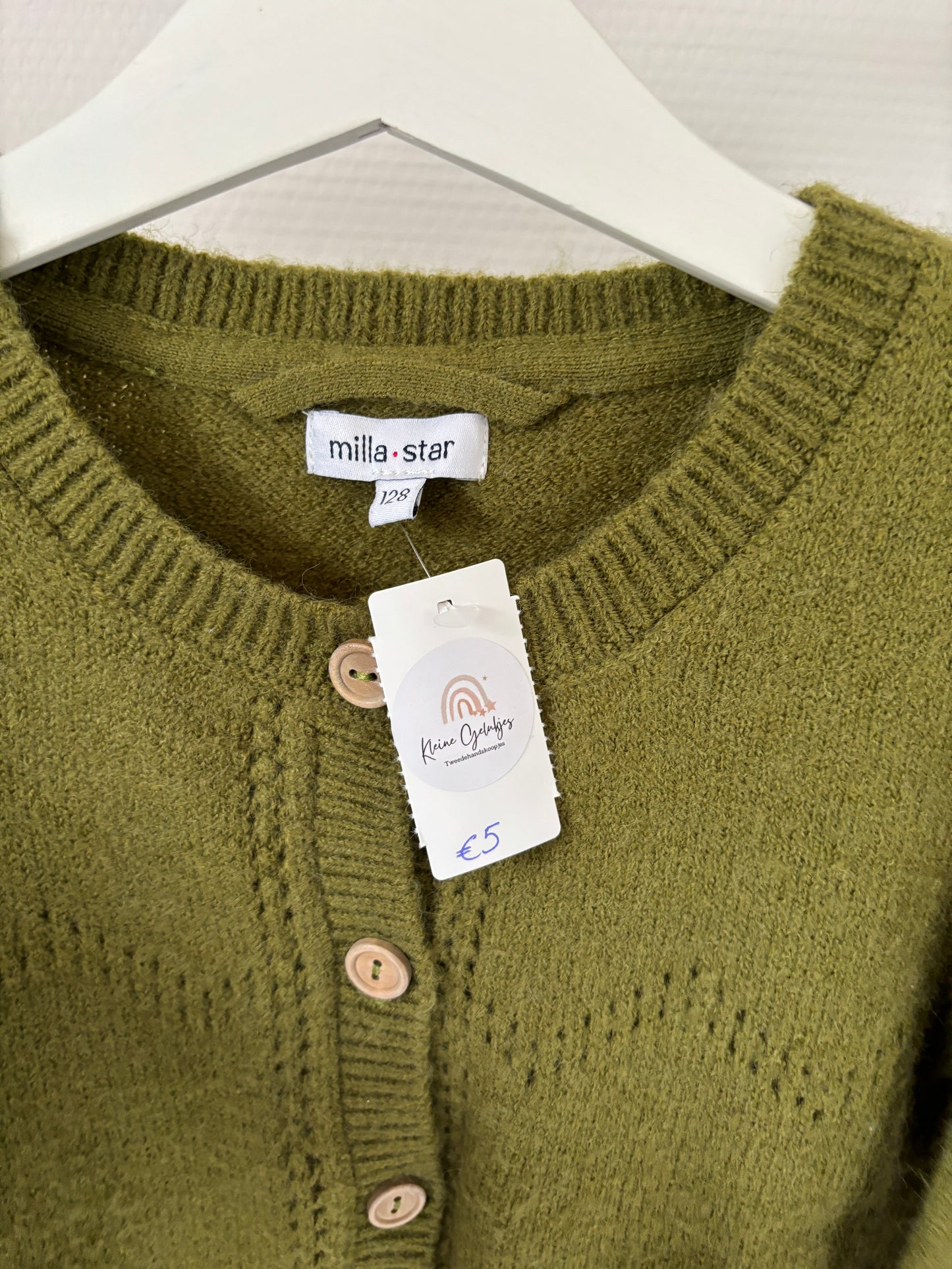 Olijfgroene cardigan
