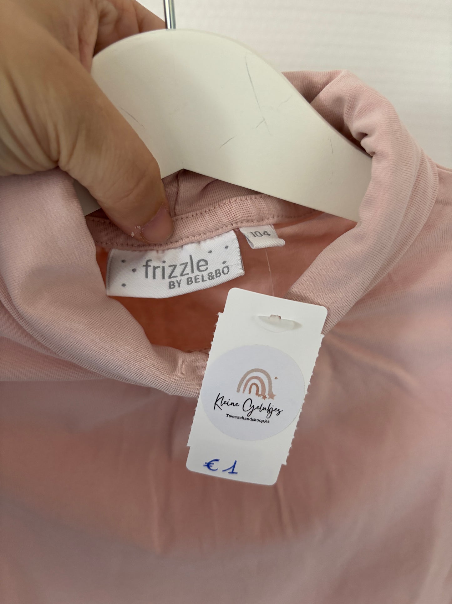 Lichtroze longsleeve met rolkraag