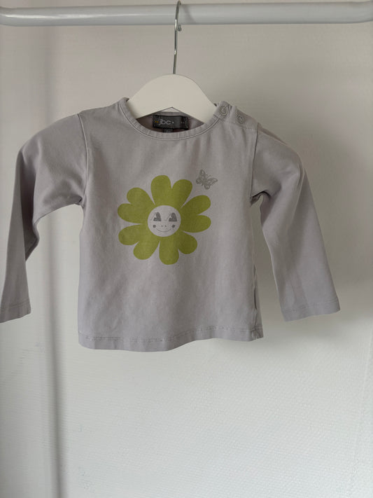 Lichtgrijze longsleeve met bloem