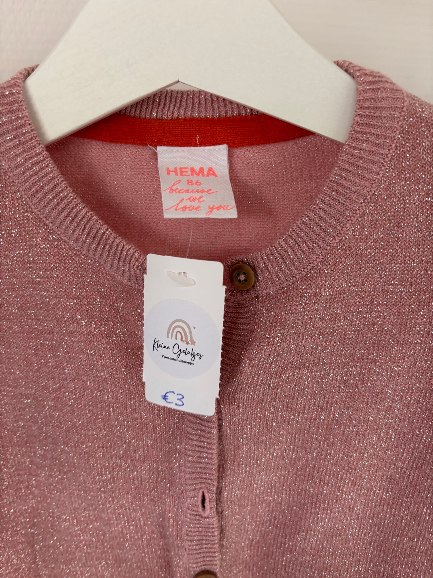 Roze glittercardigan