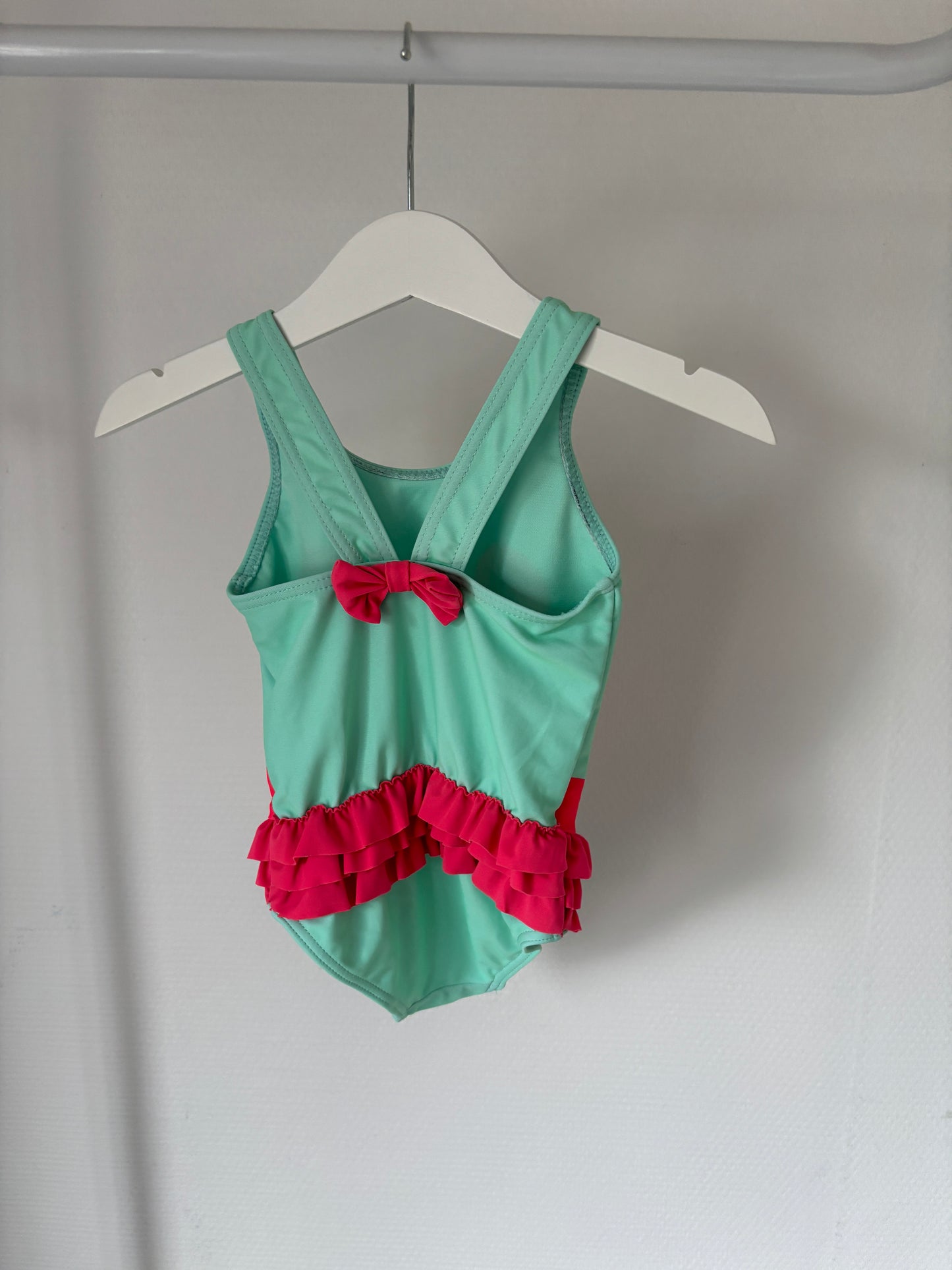 Muntgroen badpak met flamingo's