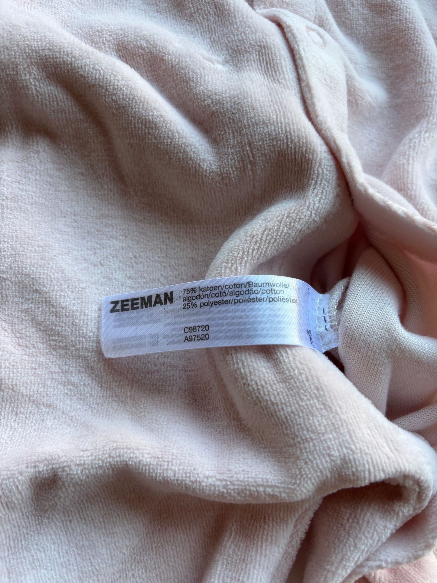 Lichtroze eendelige winterpyjama