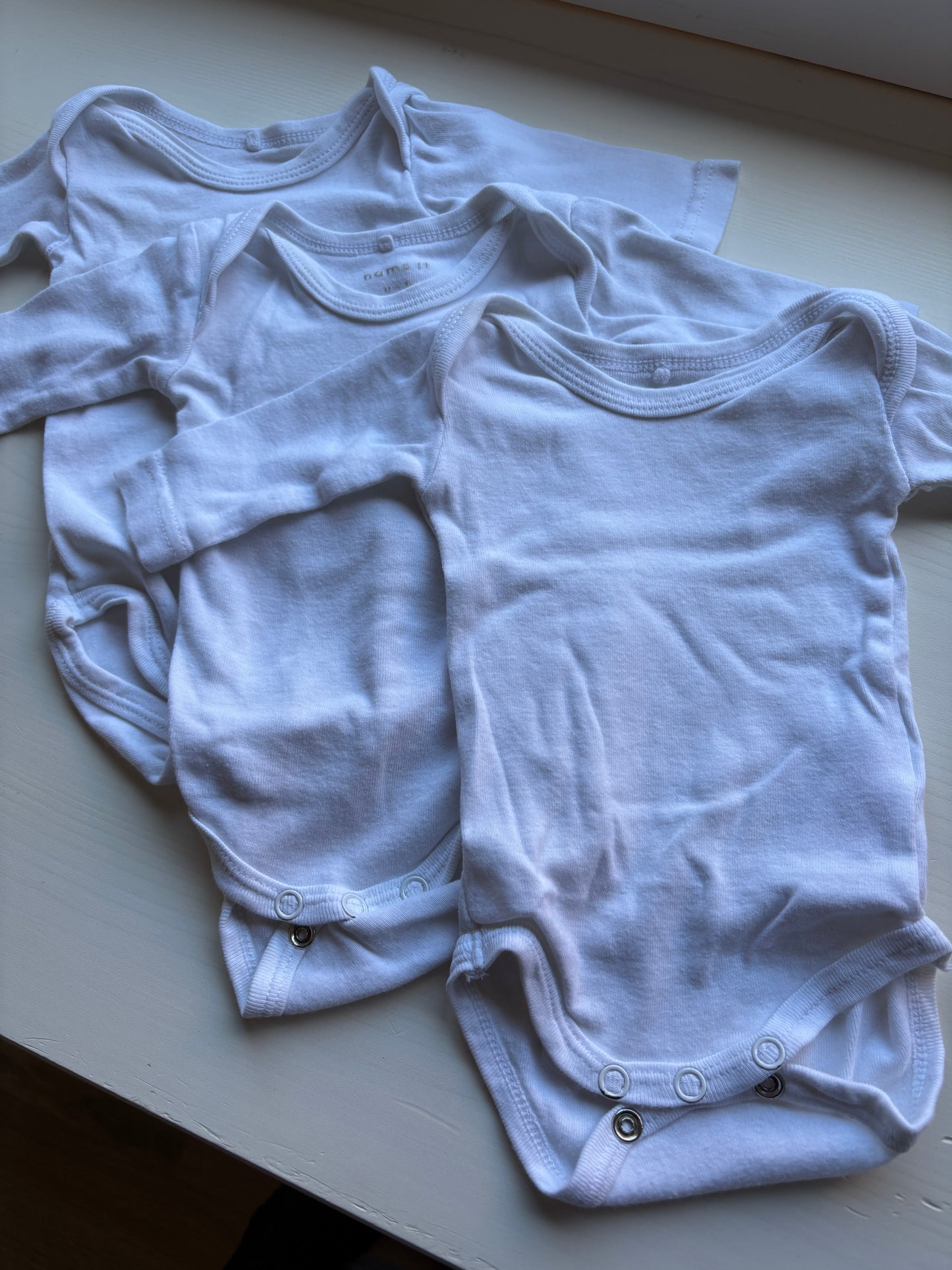 Bundel witte rompers met lange mouwen (3)