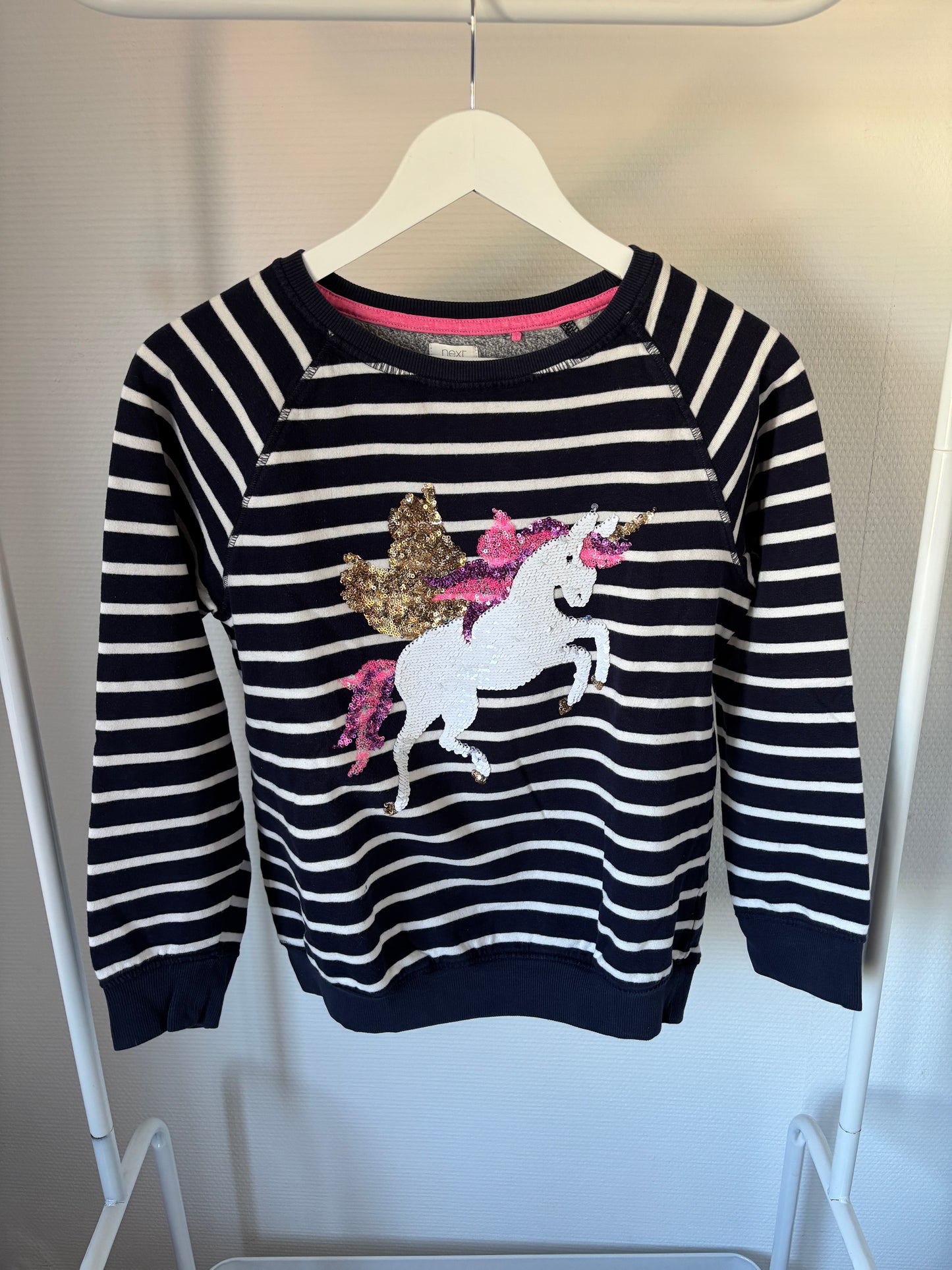 Gestreepte sweater met unicorn