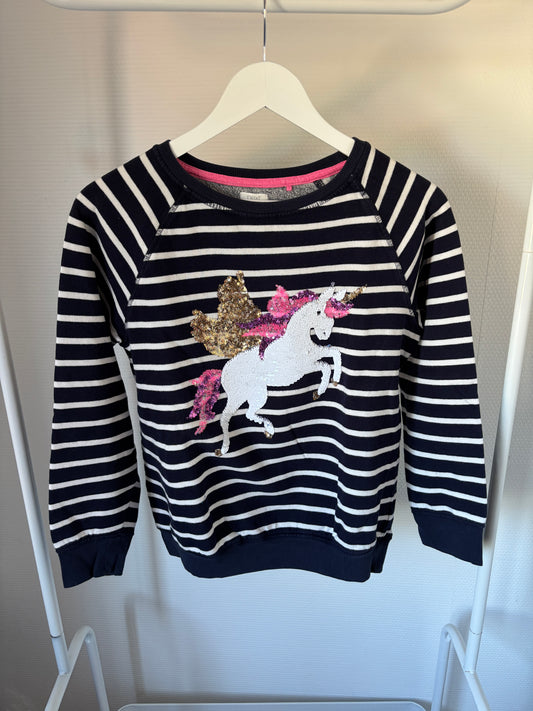 Gestreepte sweater met unicorn