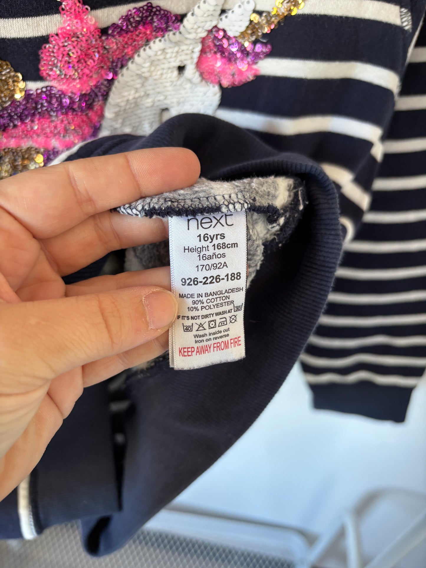 Gestreepte sweater met unicorn