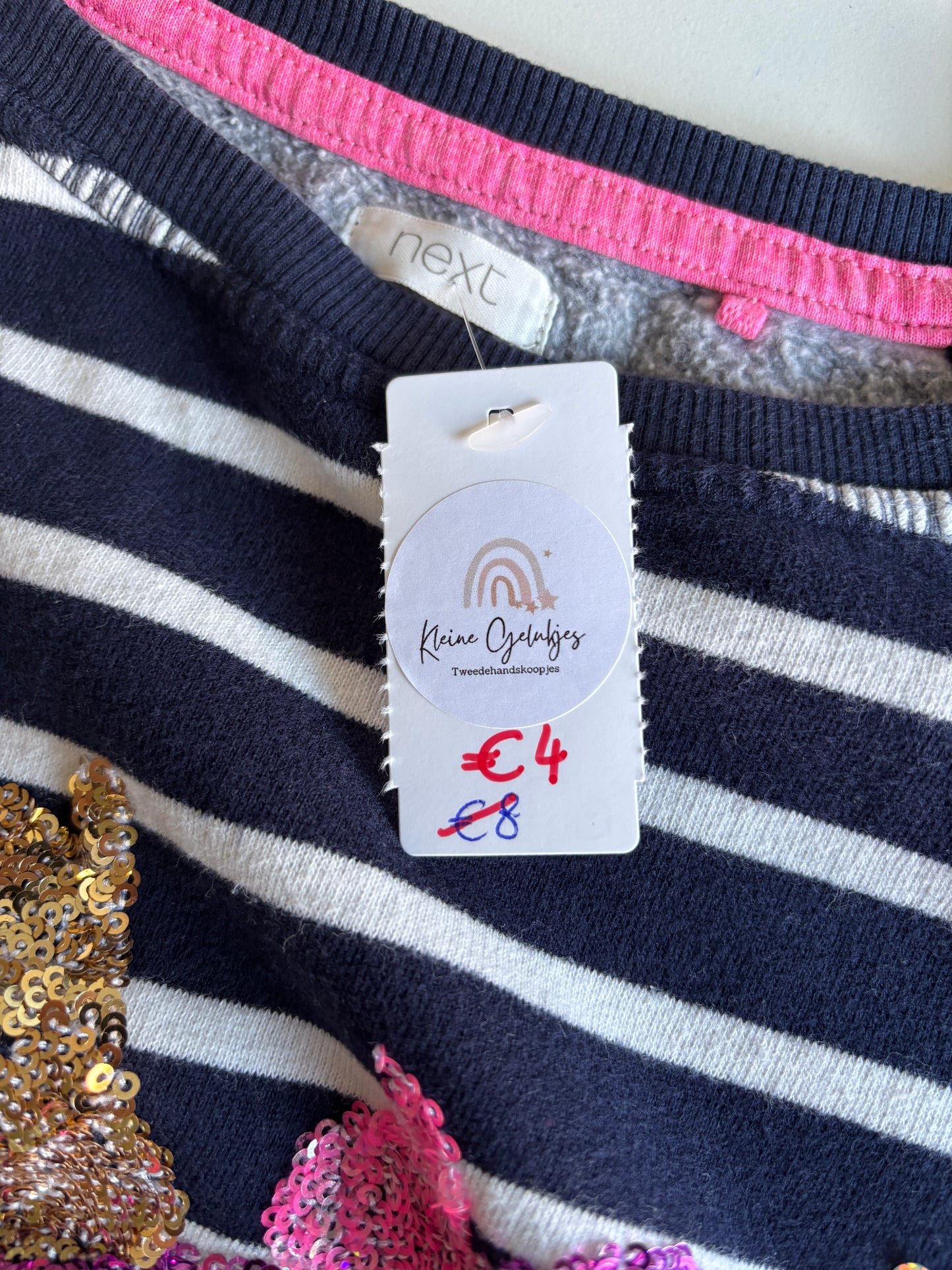 Gestreepte sweater met unicorn