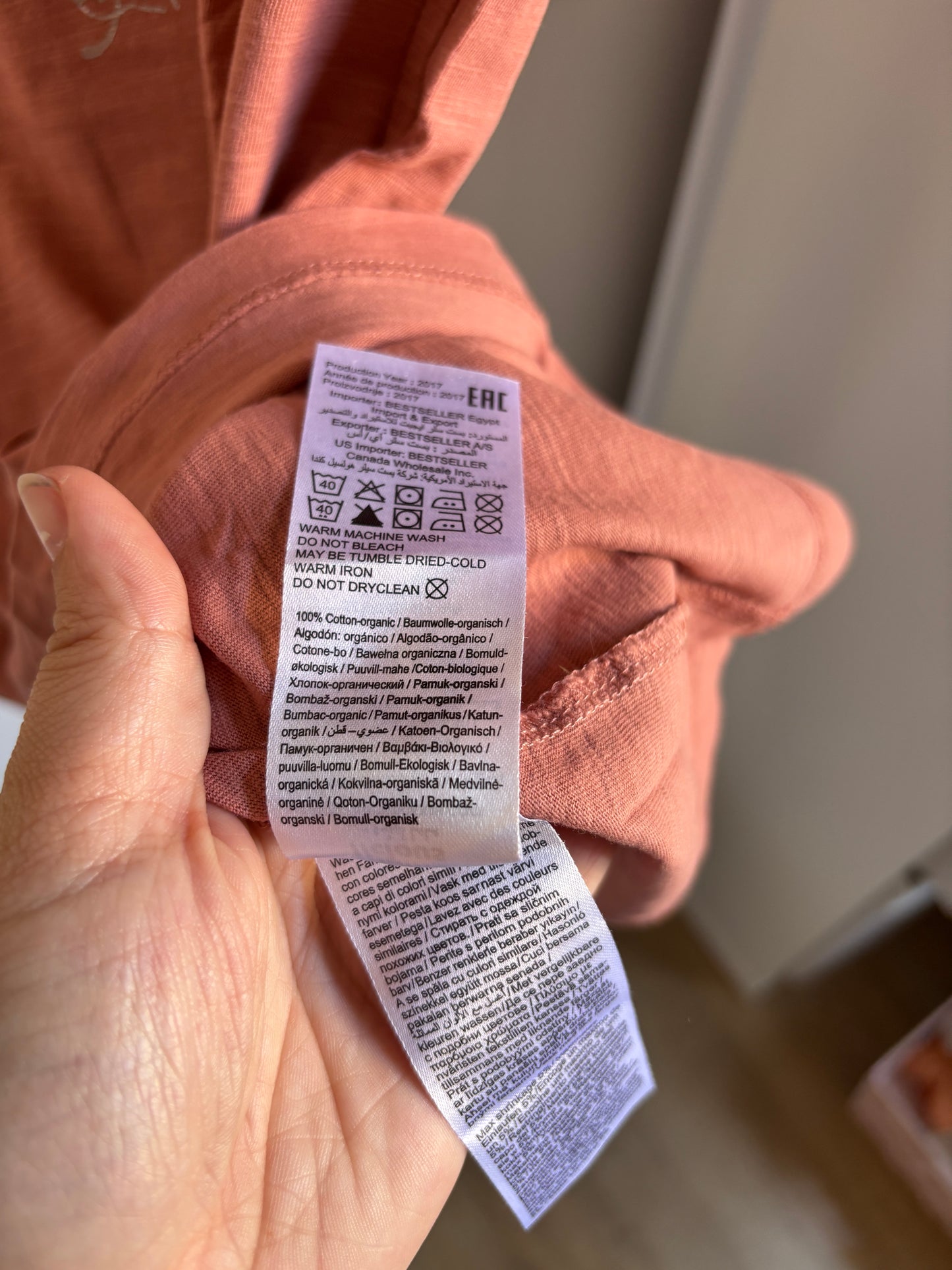 Koraalkleurige zwangerschapst-shirt