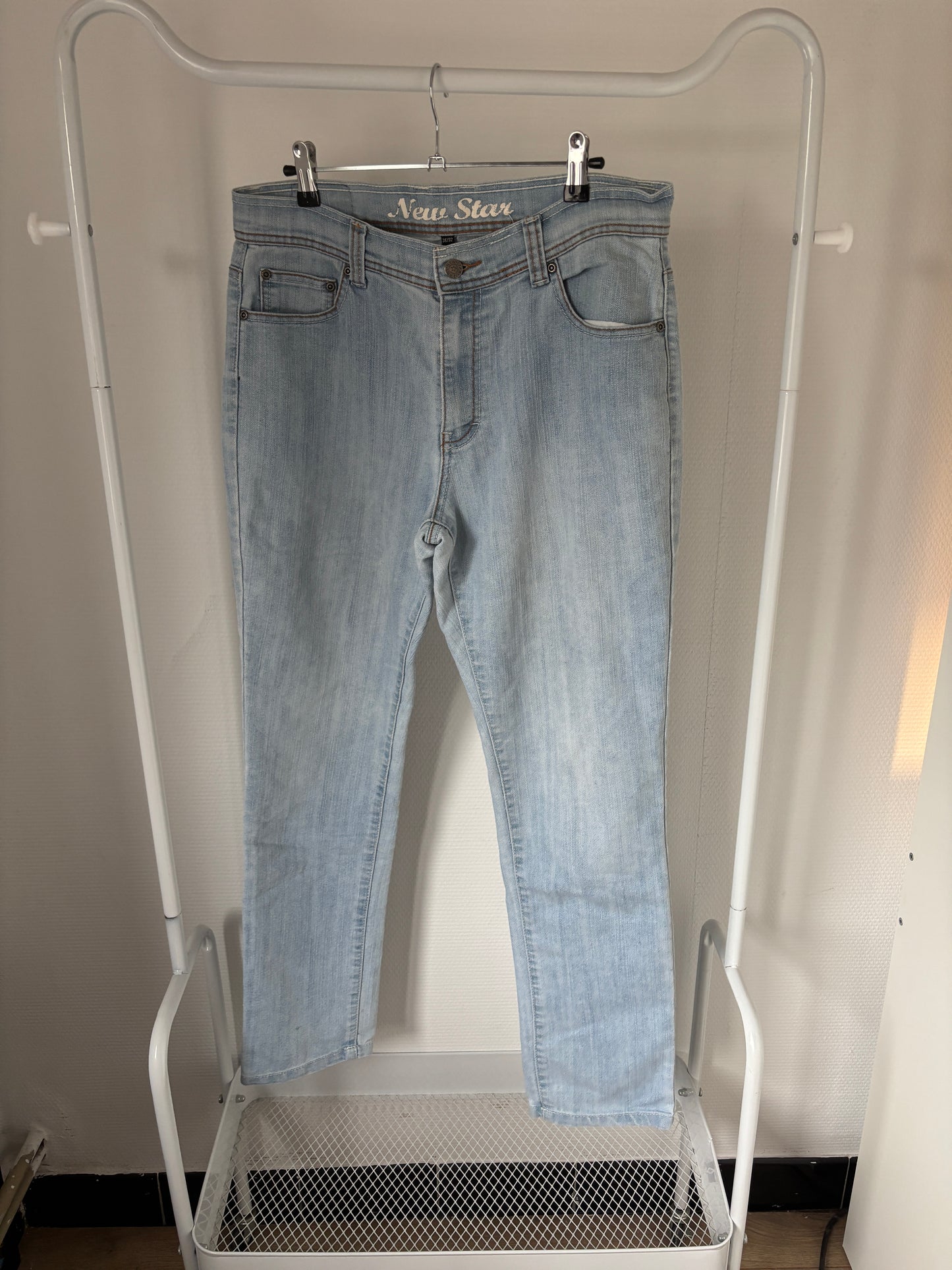 Lichtblauwe straight jeansbroek