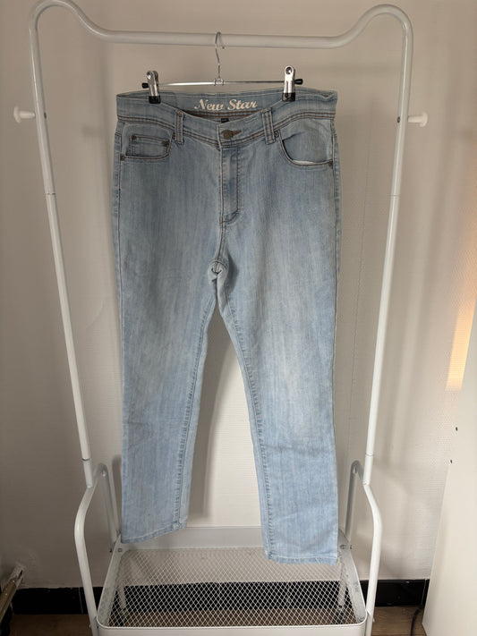 Lichtblauwe straight jeansbroek