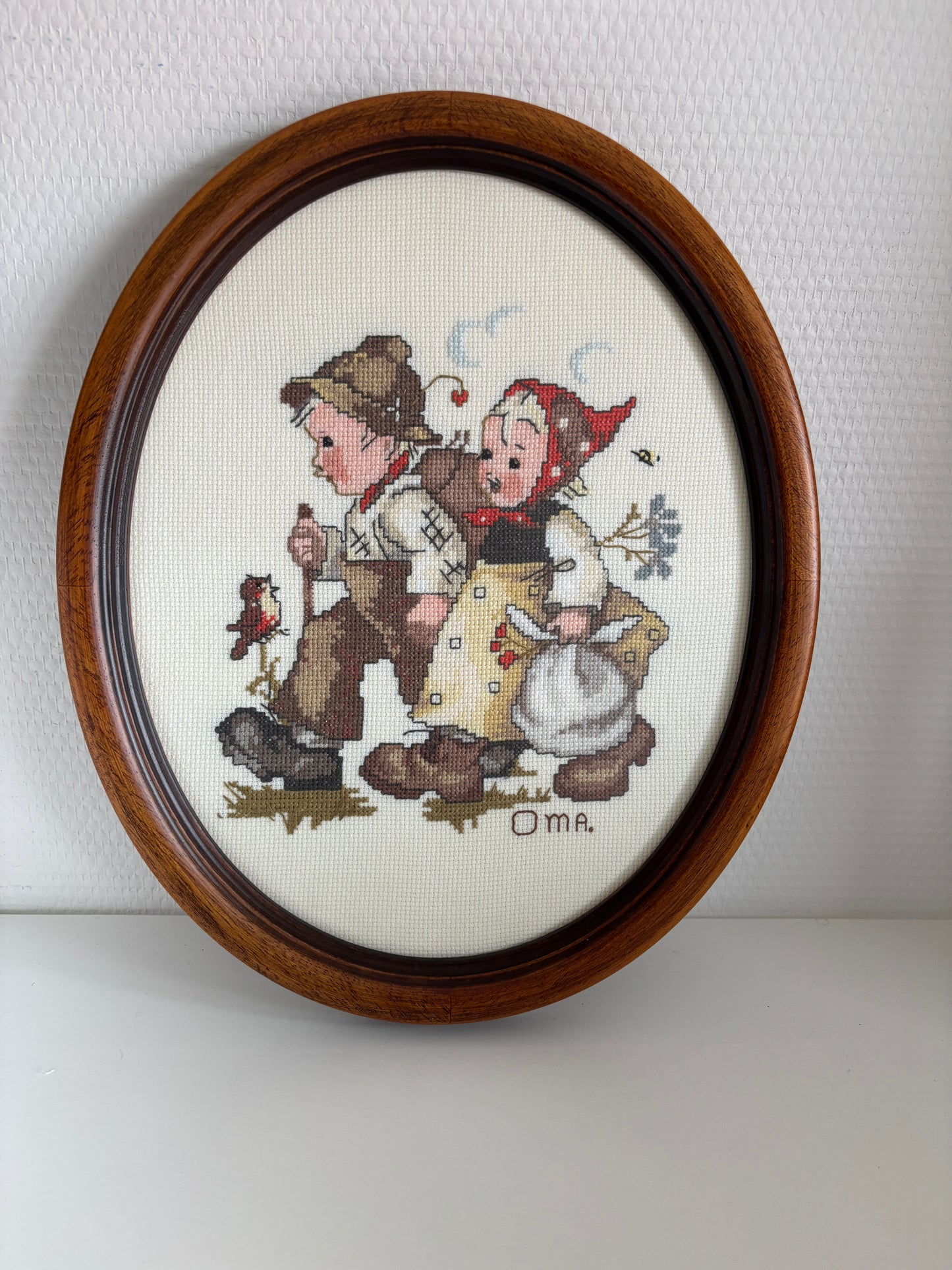 Ingelijst borduurwerk Oma