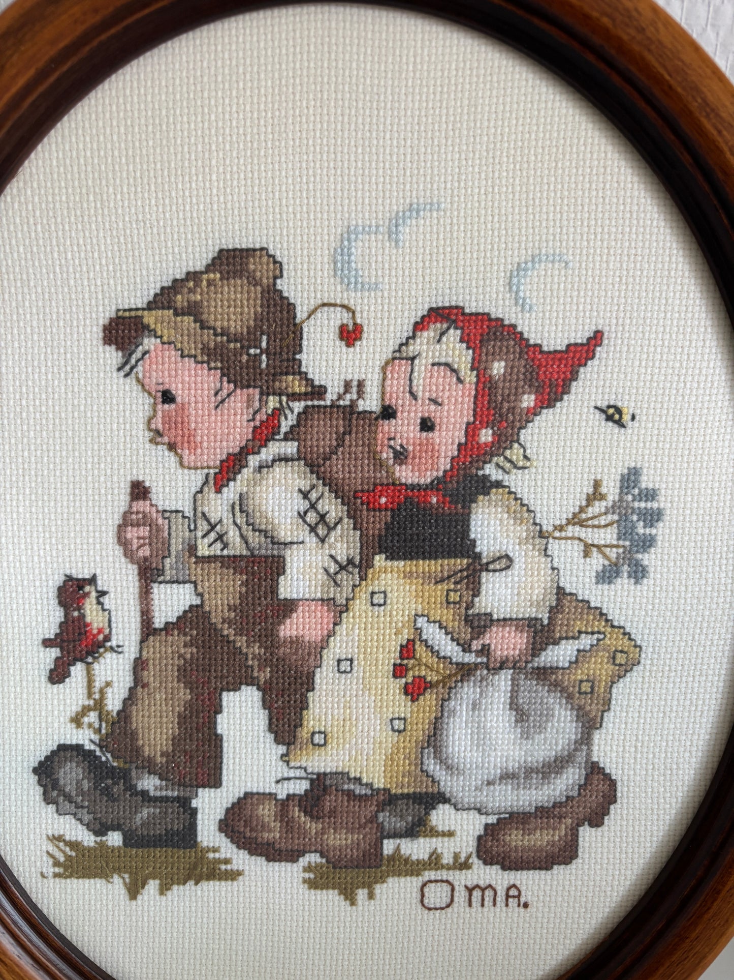 Ingelijst borduurwerk Oma