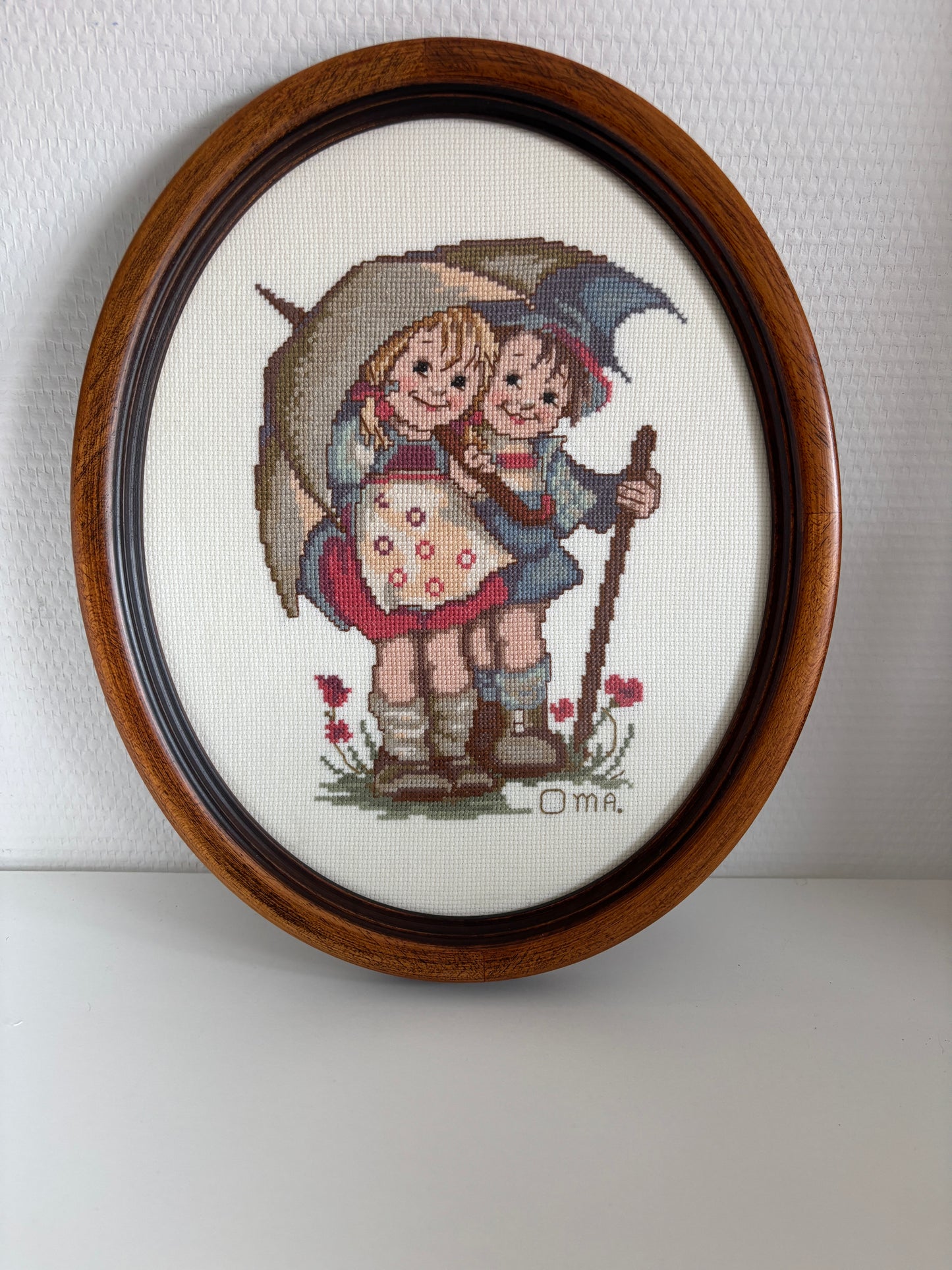 Ingelijst borduurwerk Oma