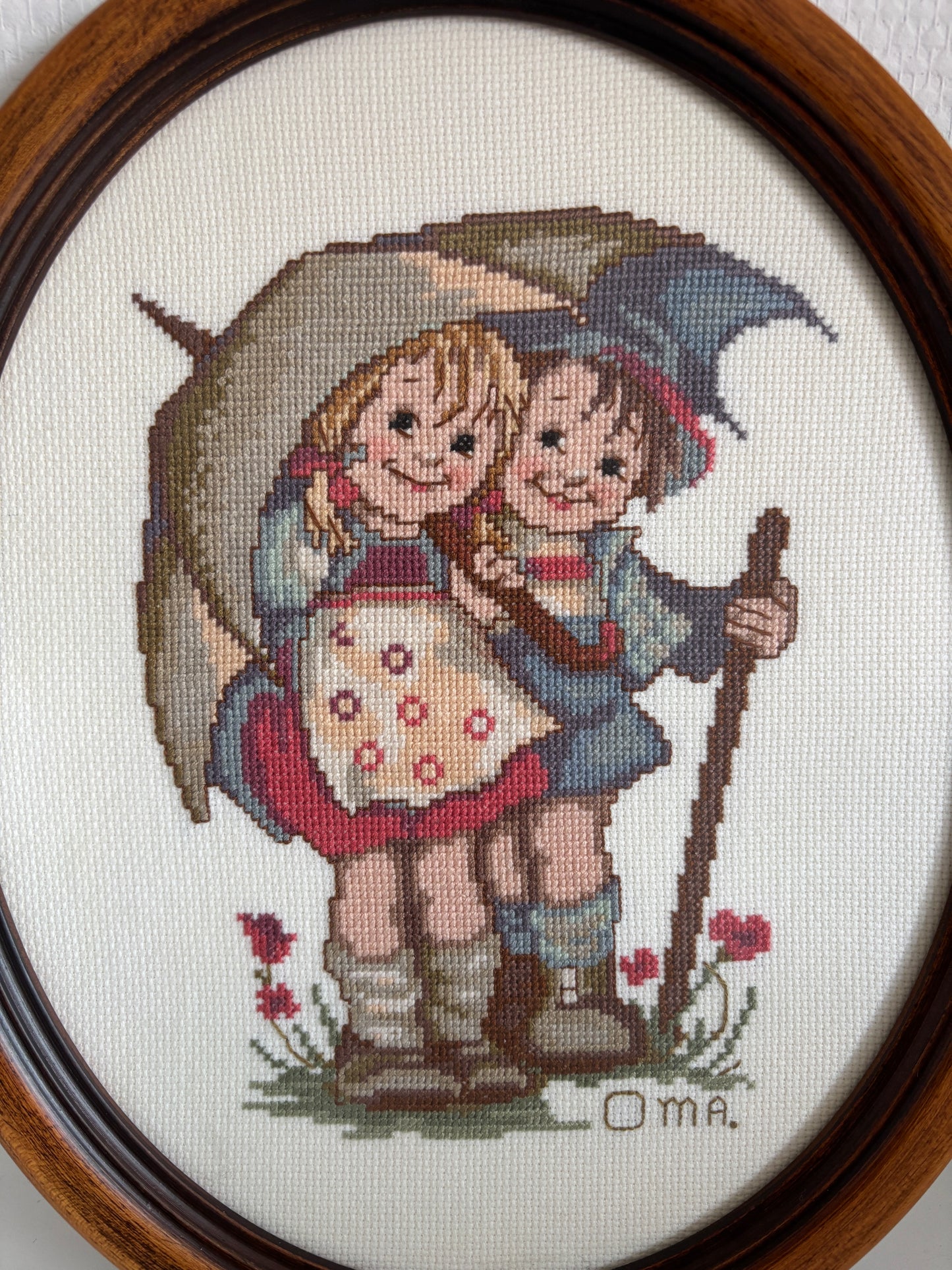 Ingelijst borduurwerk Oma